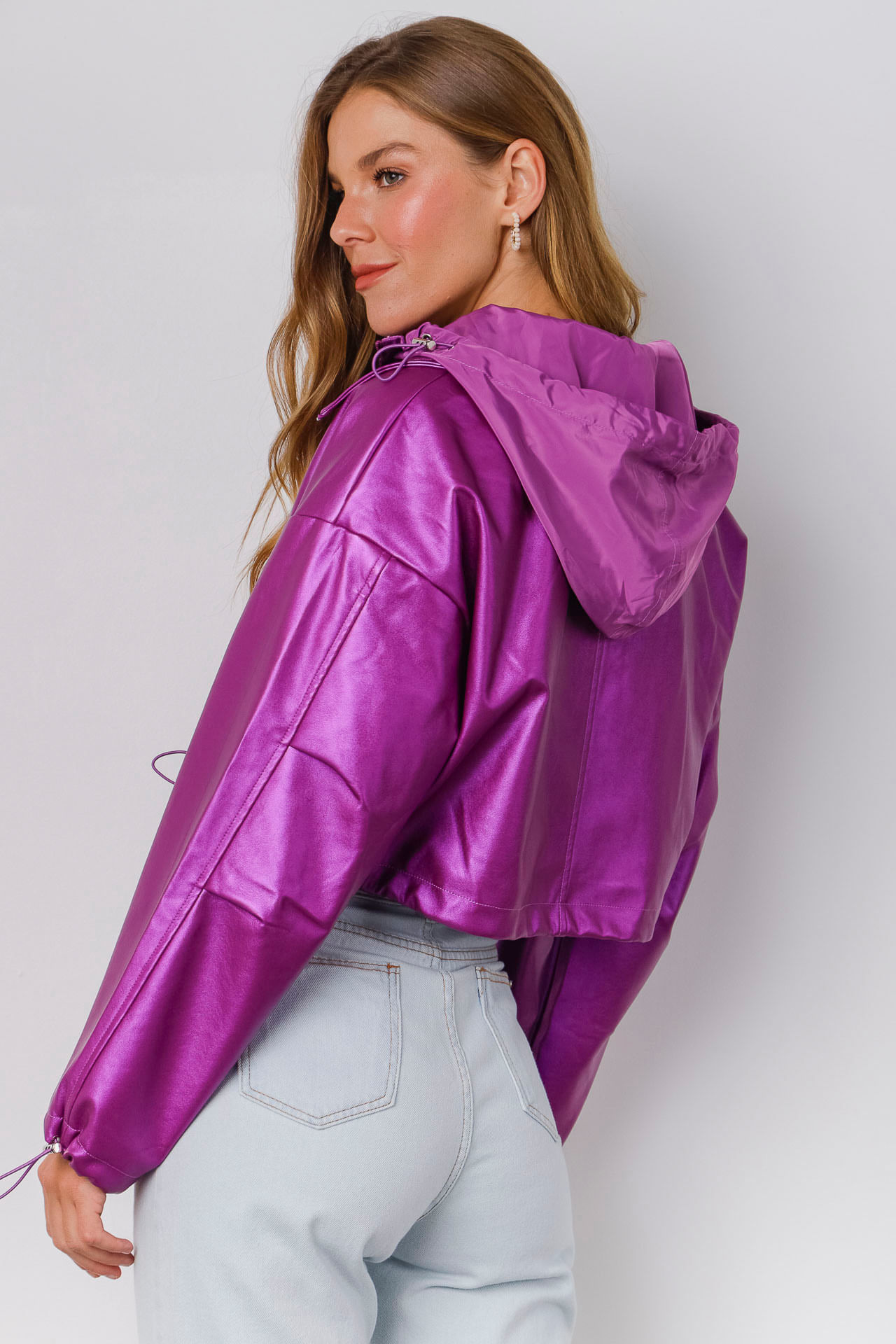 Jaqueta PU Corta Vento ROXO Jaqueta PU Corta Vento ROXO