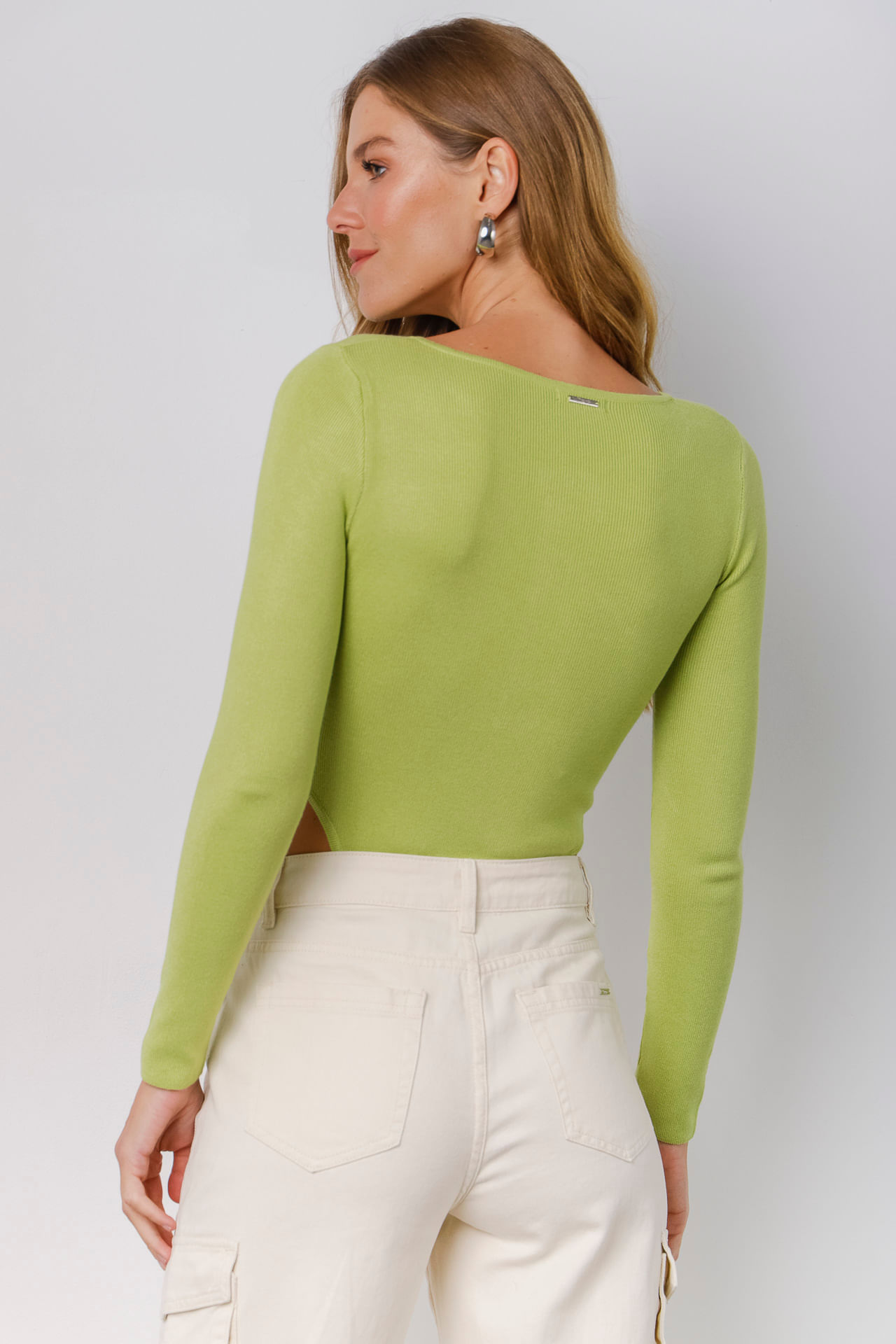 Body Tricot Cavado Com Zíper VERDE OLIVA Body Tricot Cavado Com Zíper VERDE OLIVA