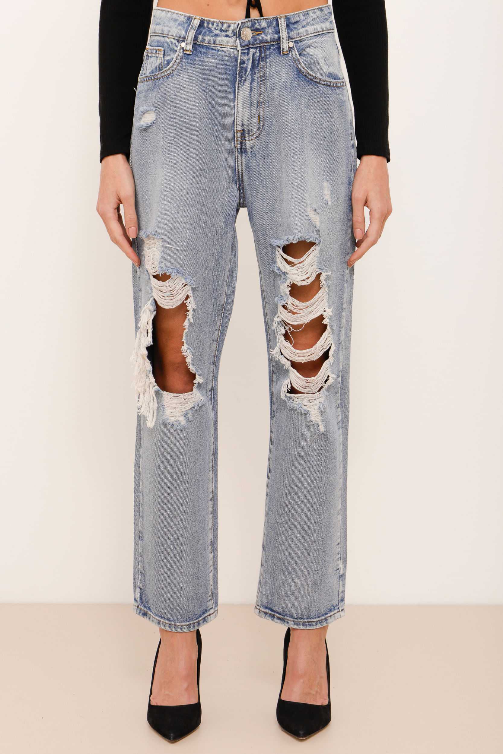 9034327 - Calça Jeans Super Destroyed AZUL
