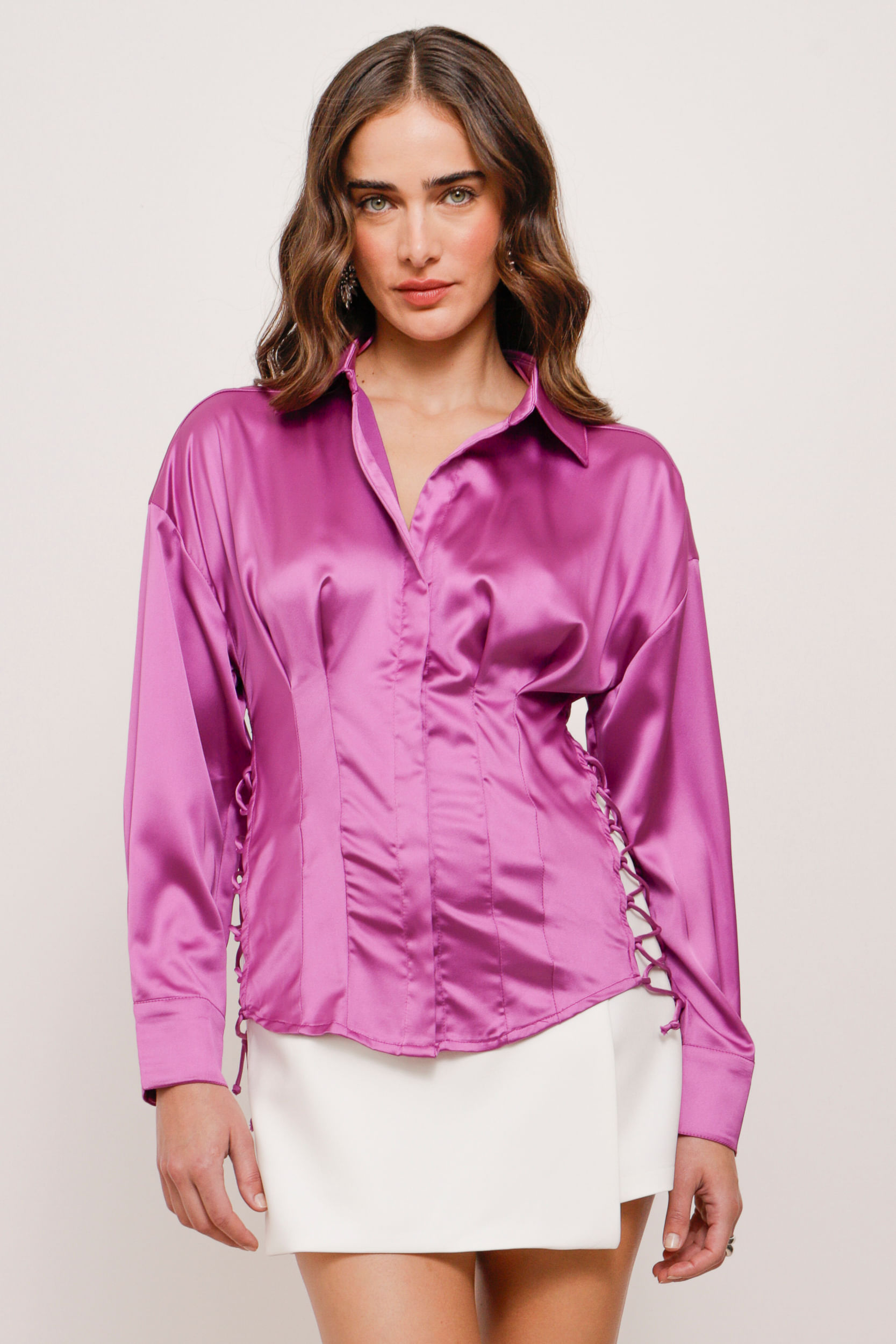 Camisa Corpete Cetim  LILAS