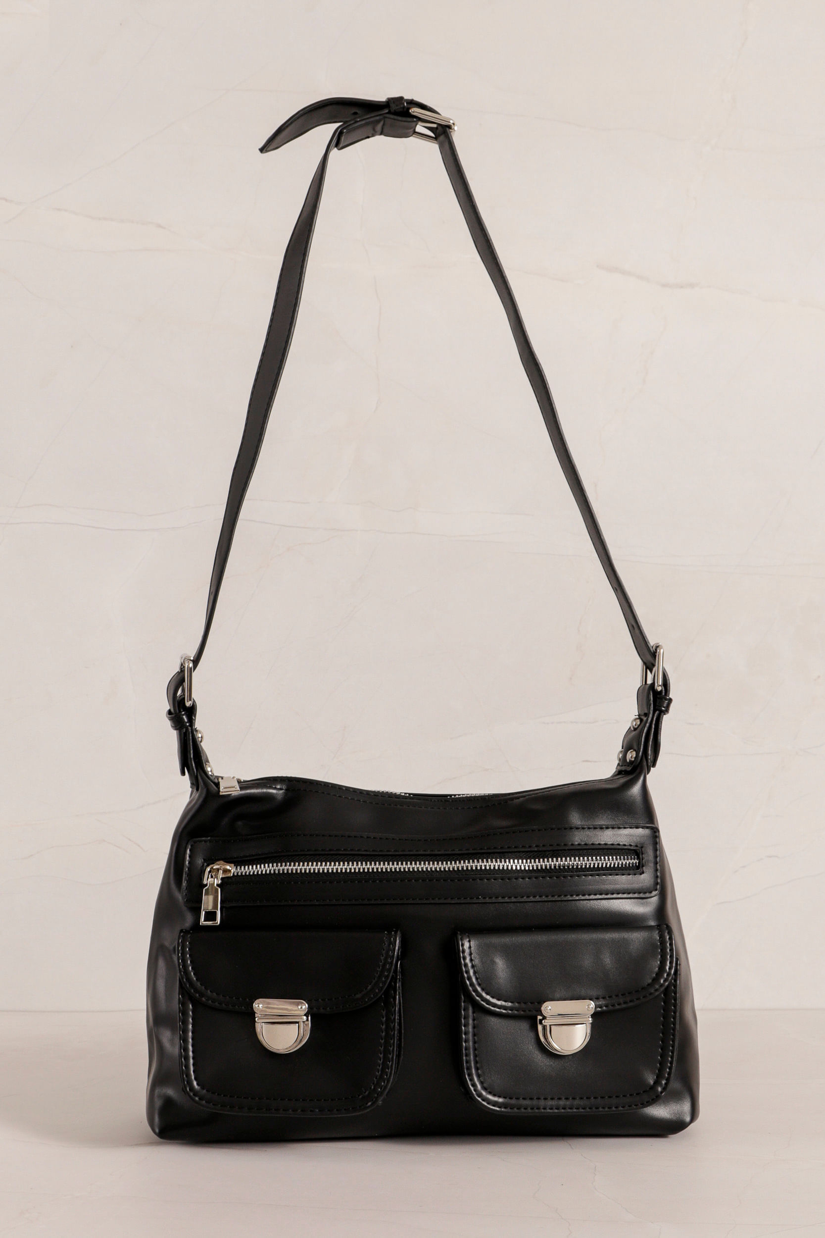 9034313 - Bolsa Ombros Com Bolsos  PRETO