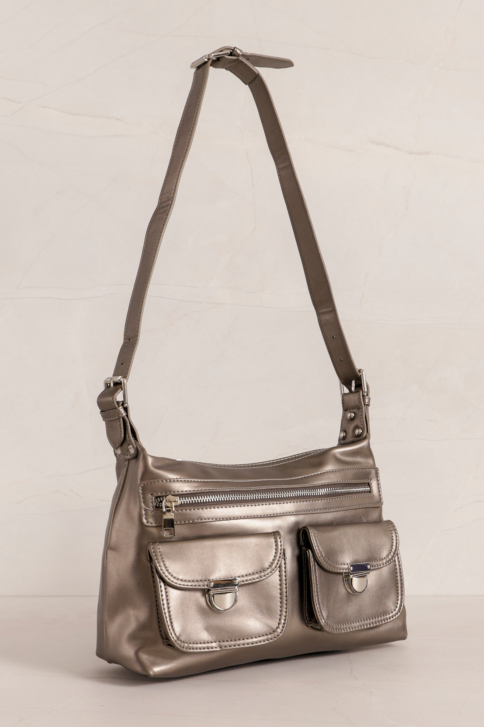 9034313 - Bolsa Ombros Com Bolsos PRATA 9034313 - Bolsa Ombros Com Bolsos PRATA