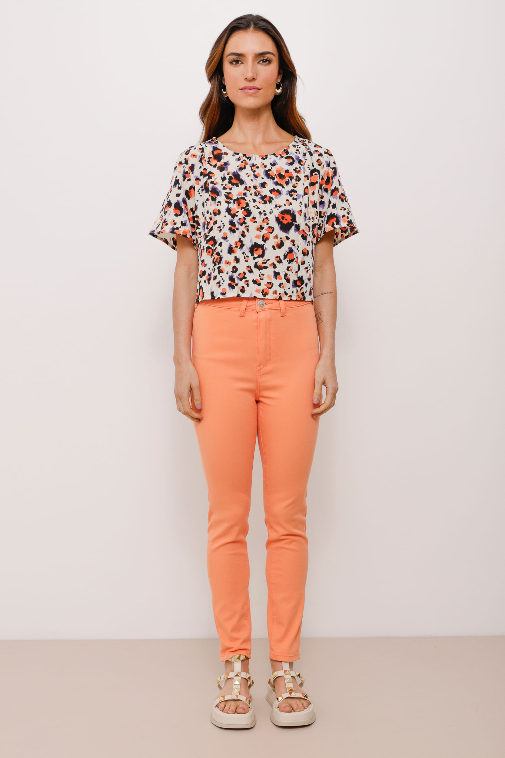9033773 - Calça Sarja Skinny Basic                LARANJA