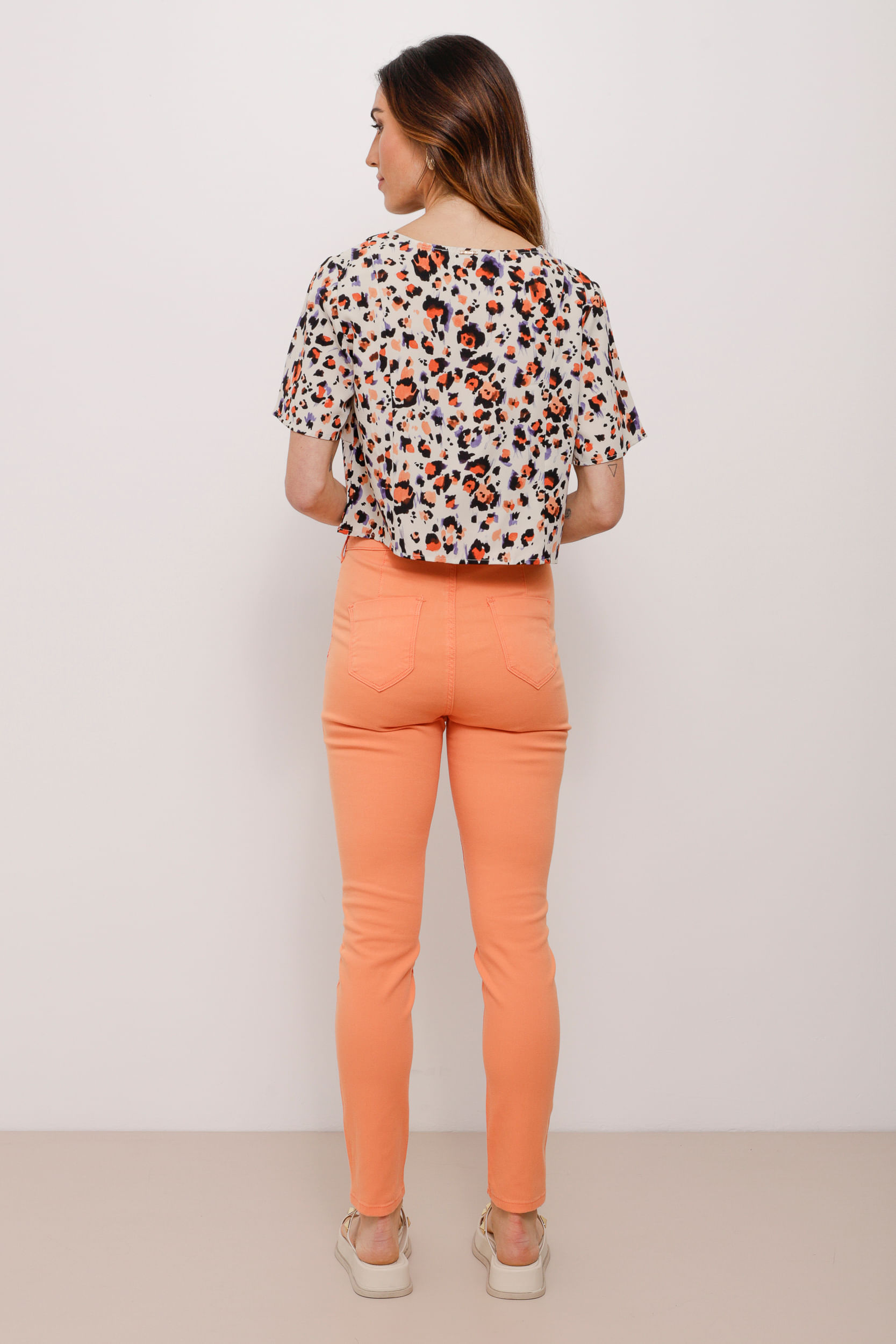 9033773 - Calça Sarja Skinny Basic                LARANJA