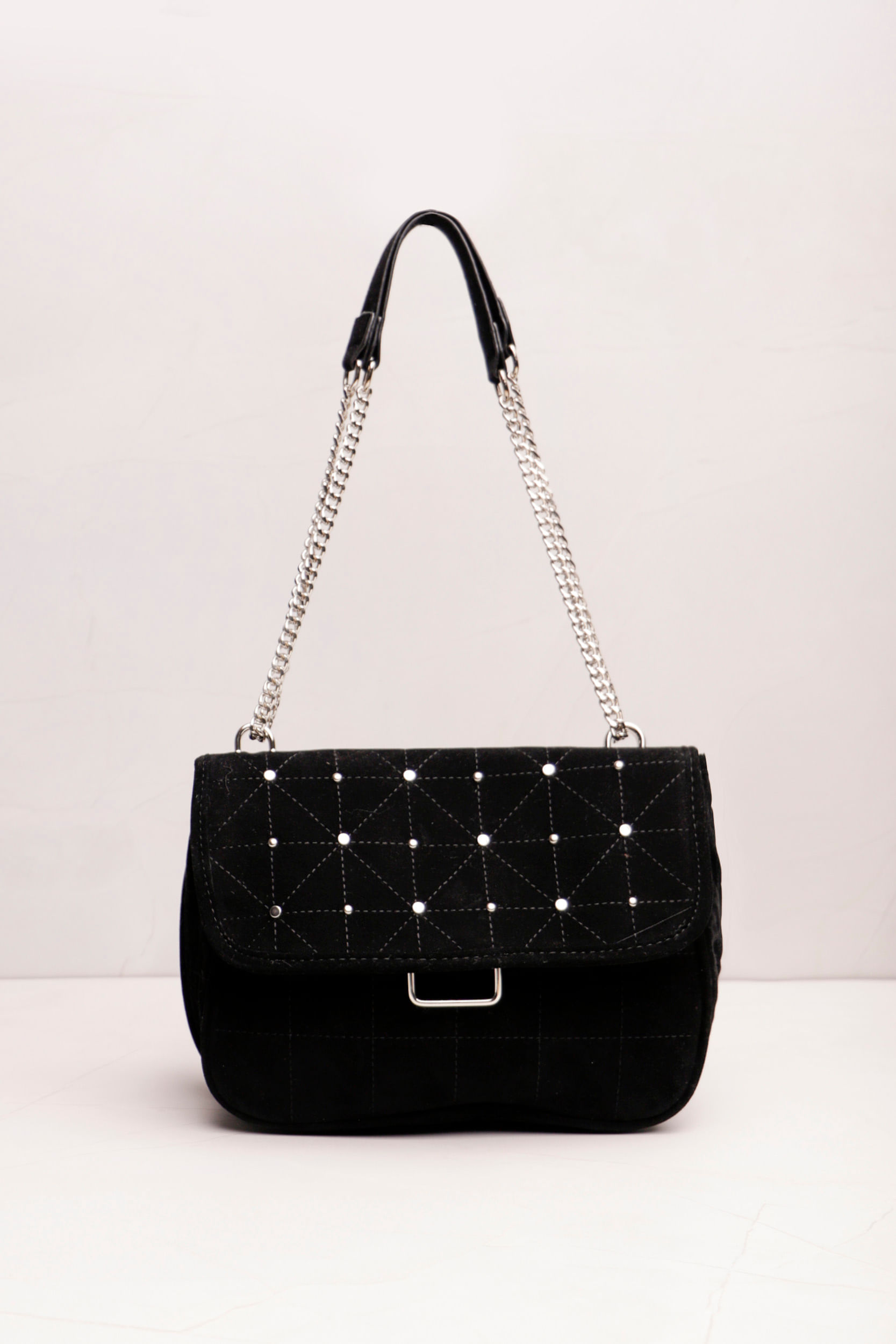 9034347 - Bolsa Suede Pespontos  PRETO