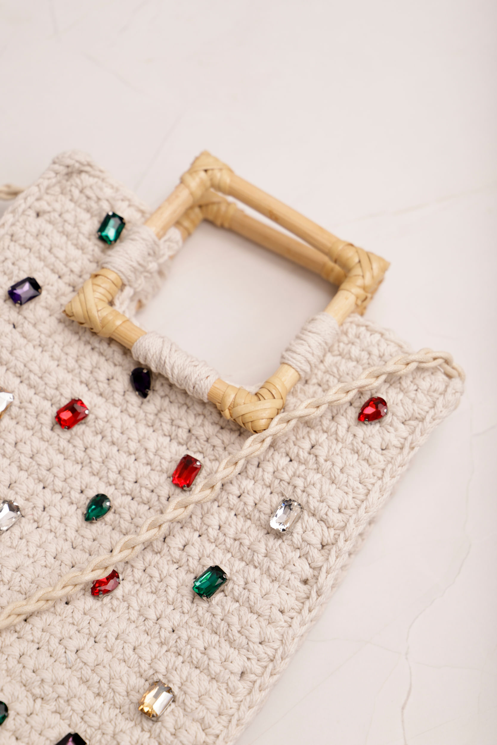 9033839 - Bolsa Crochê Pedrarias  AREIA