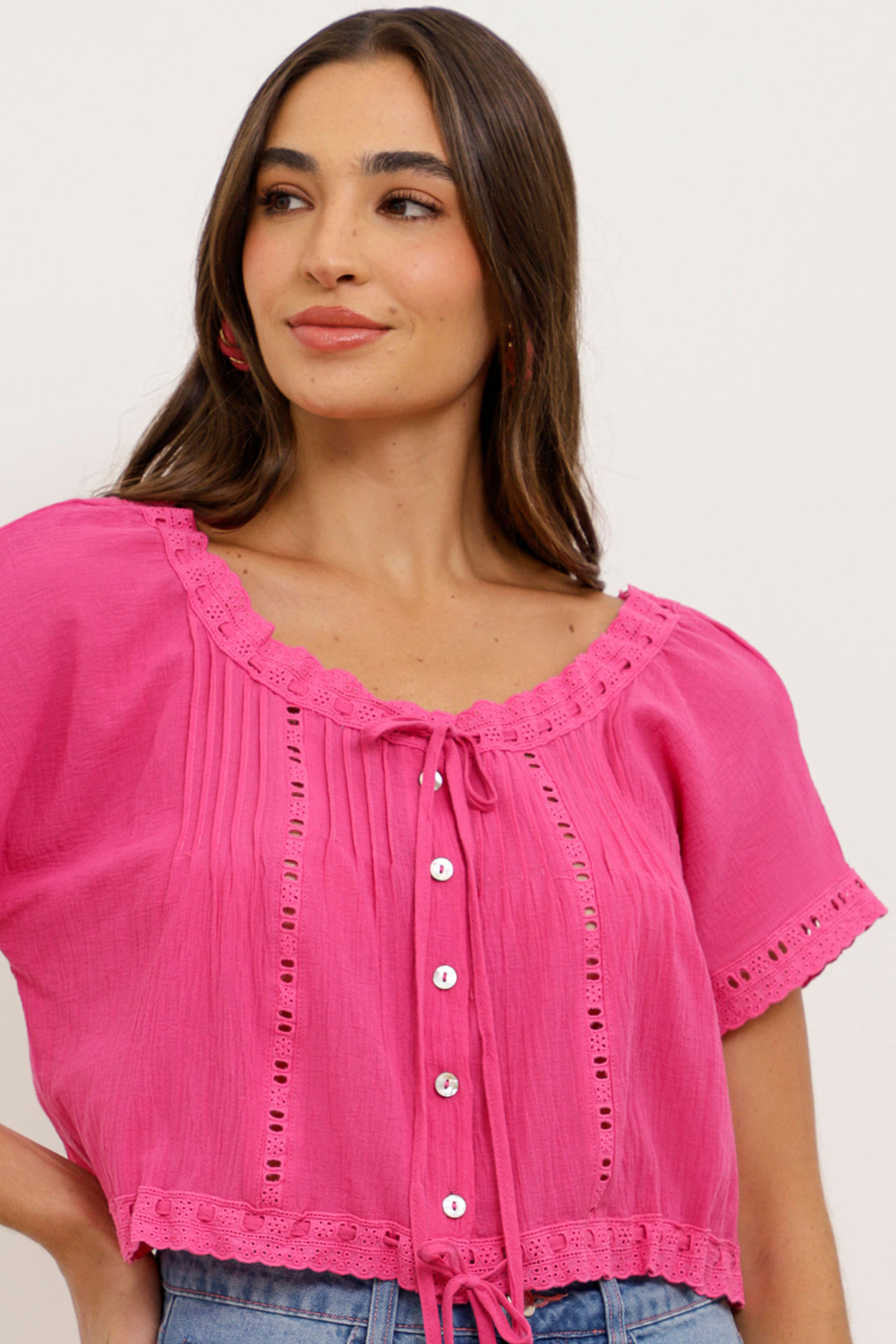9033817 - Blusa Ombro a Ombro Boho Rendinha PINK 9033817 - Blusa Ombro a Ombro Boho Rendinha PINK