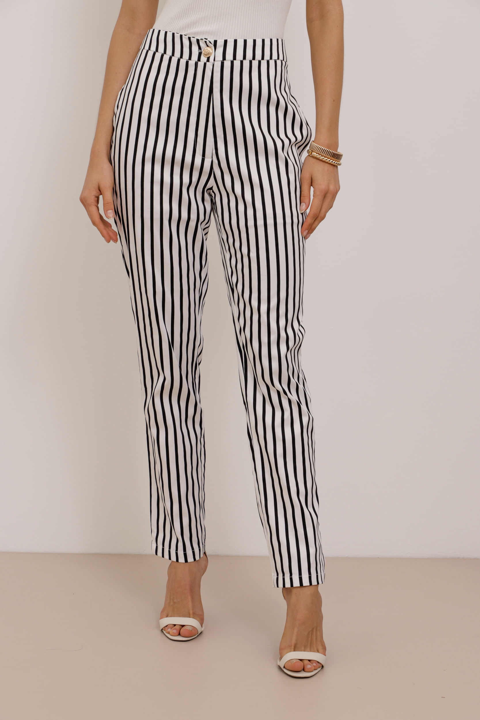 Calça Bengaline Listras OFF-WHITE Calça Bengaline Listras OFF-WHITE