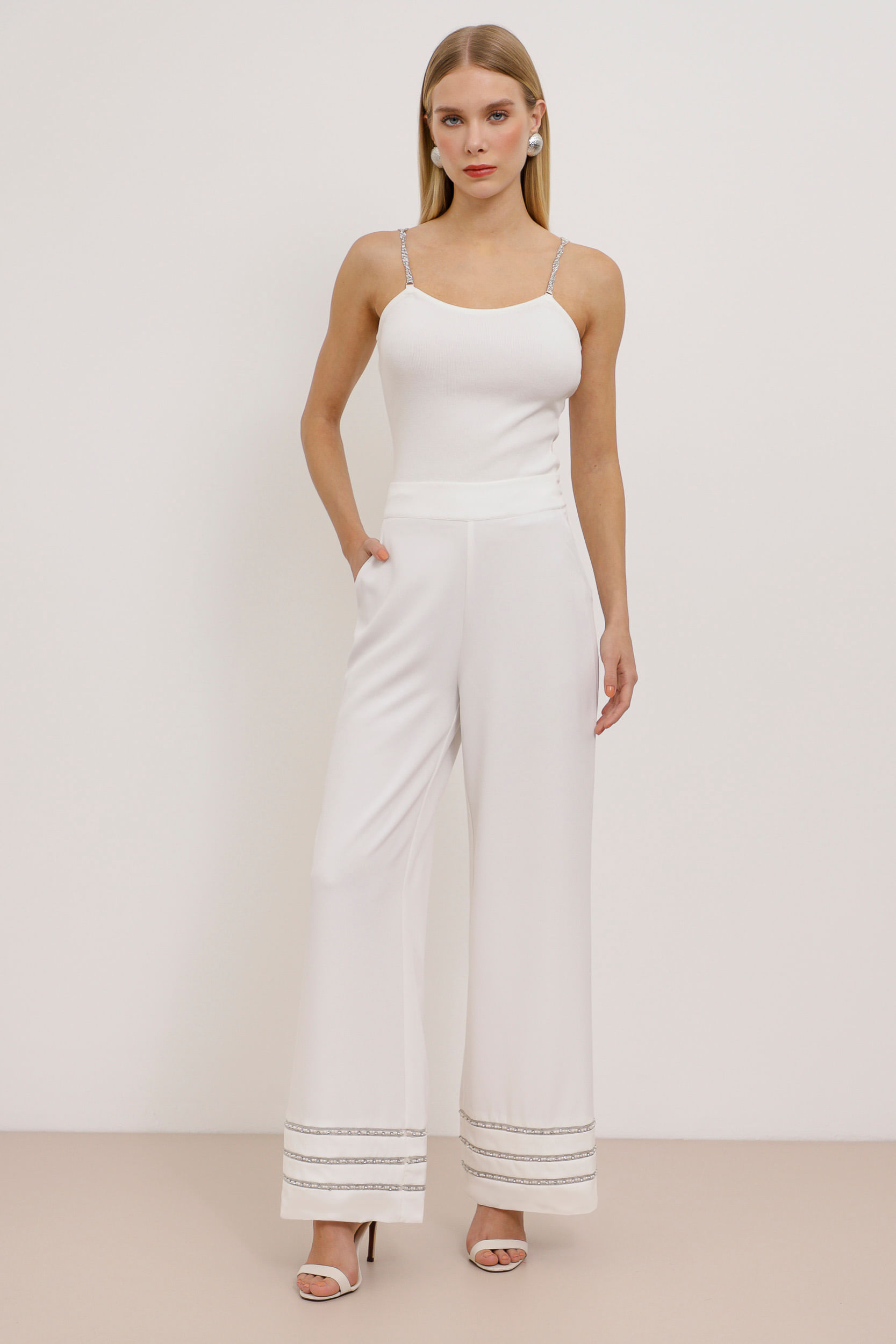 9034701 - Calça Pantalona Pérola Alfaiataria  BRANCO