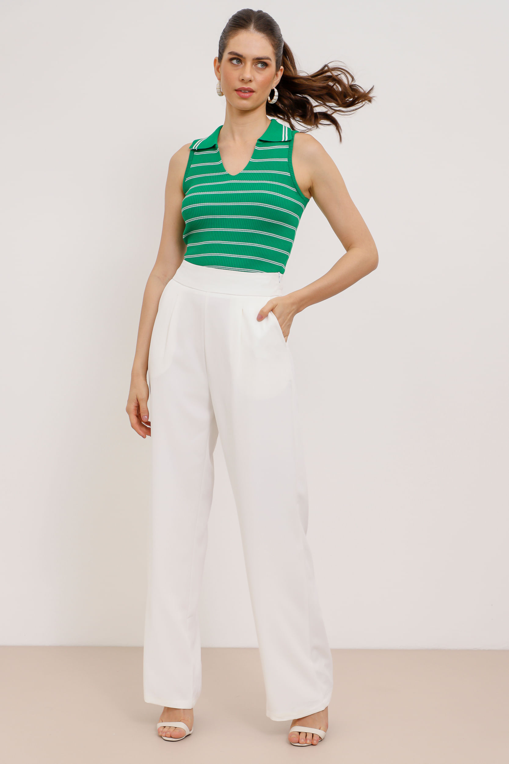 Regata Polo Tricot Listra VERDE Regata Polo Tricot Listra VERDE