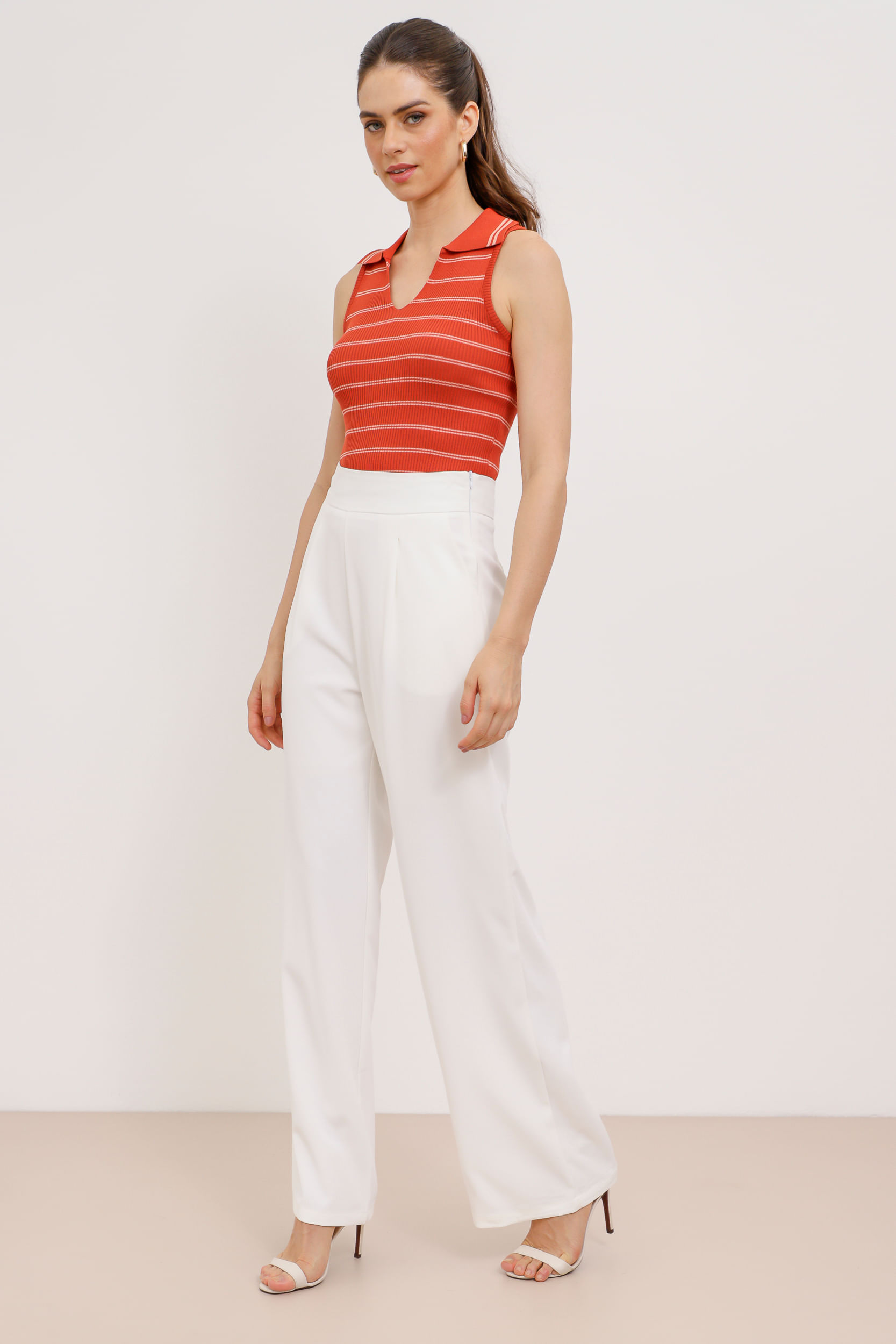 Regata Polo Tricot Listra TERRACOTA Regata Polo Tricot Listra TERRACOTA