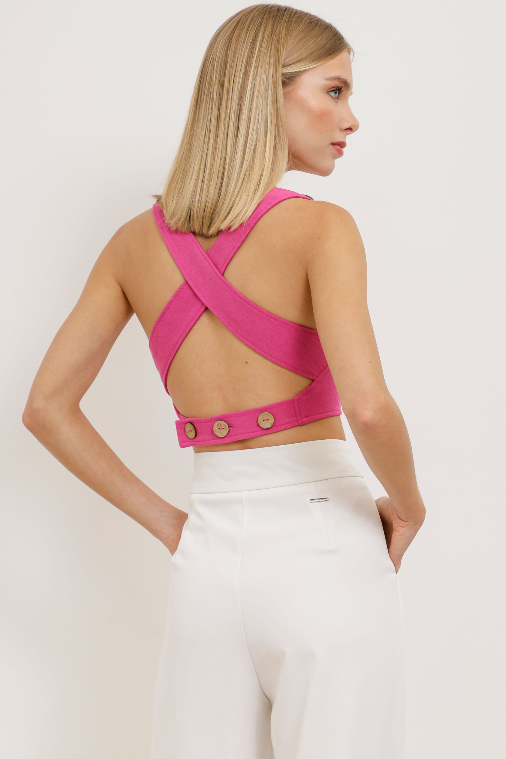 9033549 - Top Viscolinho Botões Madeira PINK 9033549 - Top Viscolinho Botões Madeira PINK