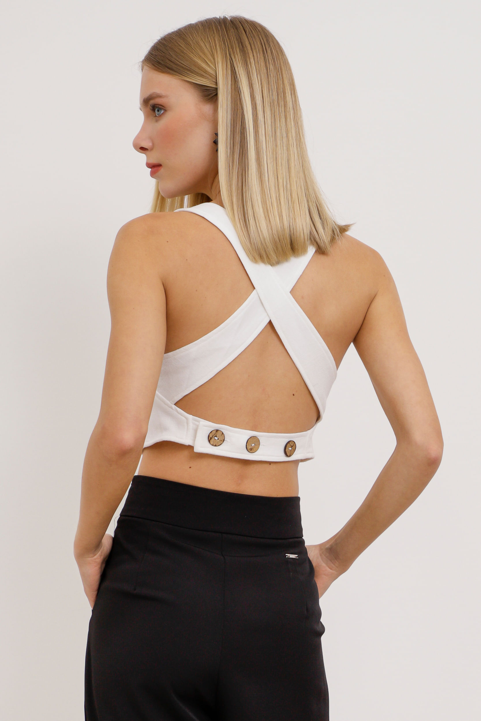 9033549 - Top Viscolinho Botões Madeira OFF-WHITE 9033549 - Top Viscolinho Botões Madeira OFF-WHITE