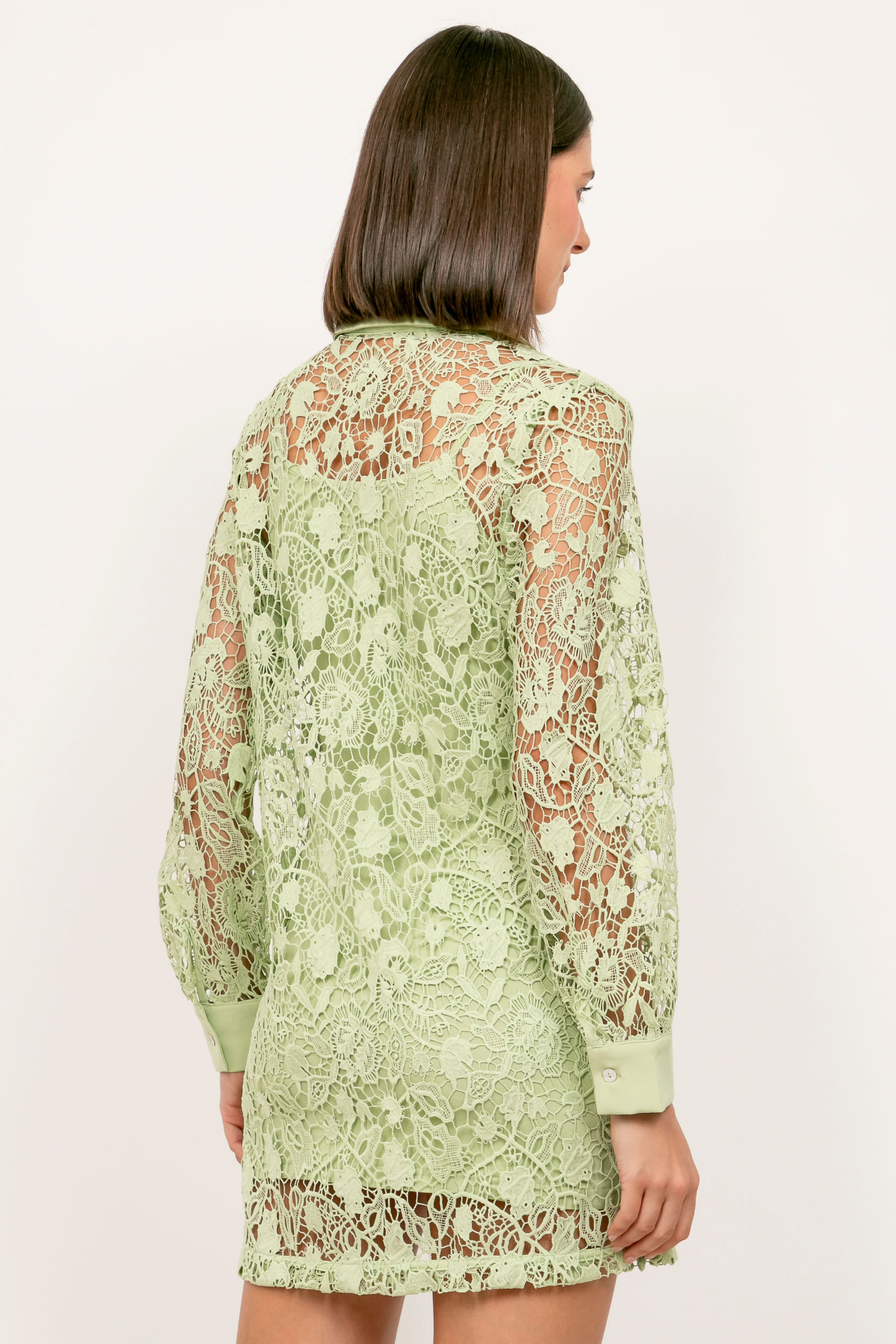 Chemise Guipure Com Forro VERDE Chemise Guipure Com Forro VERDE