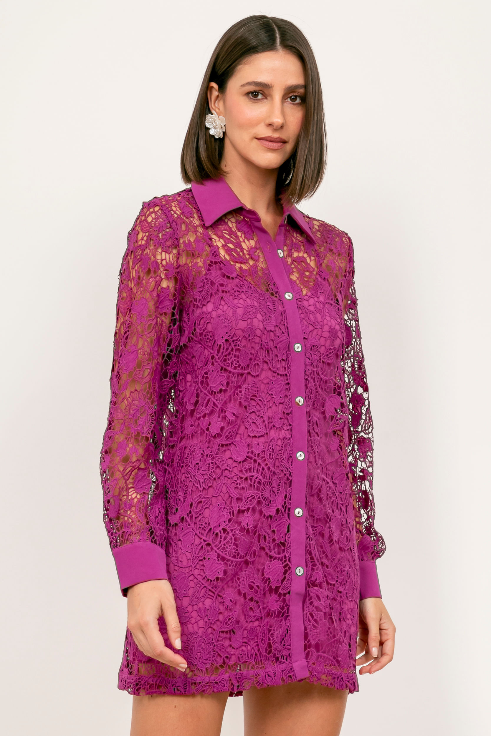 Chemise Guipure Com Forro  ROXO 