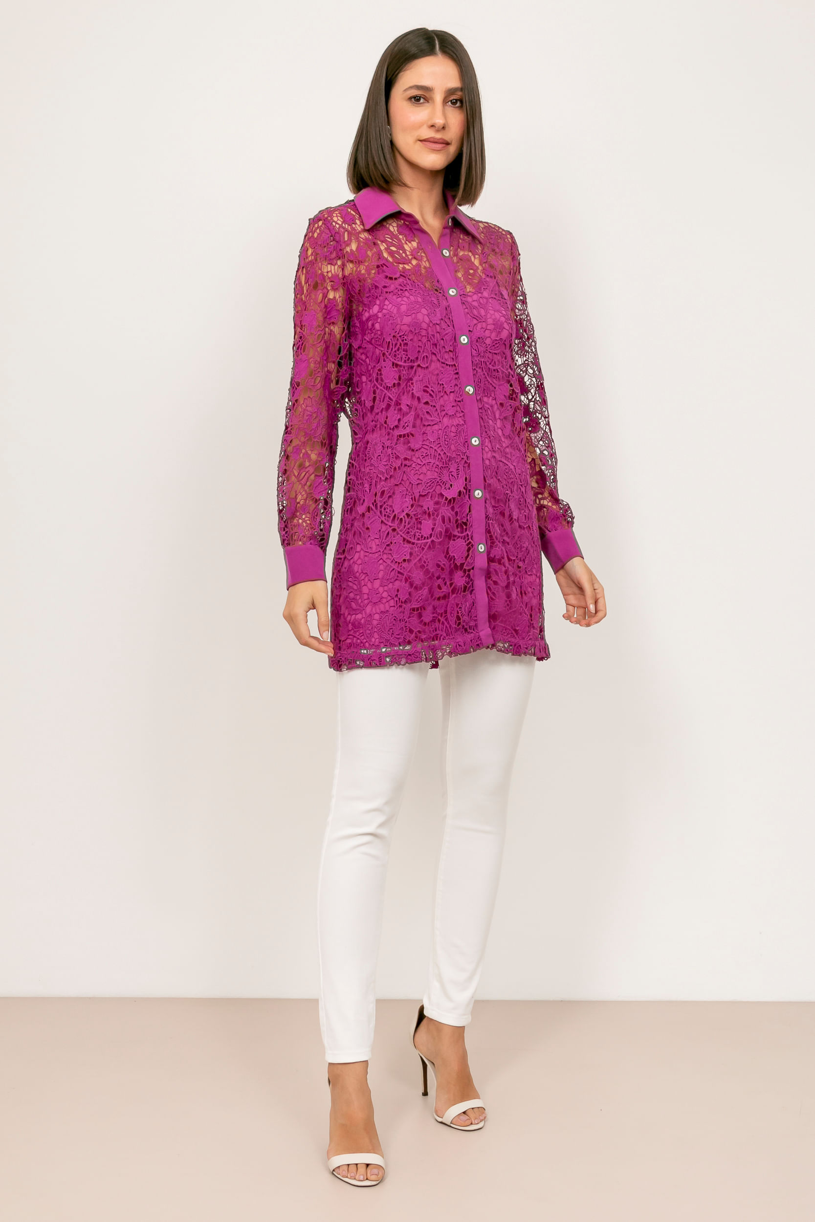 Chemise Guipure Com Forro  ROXO 