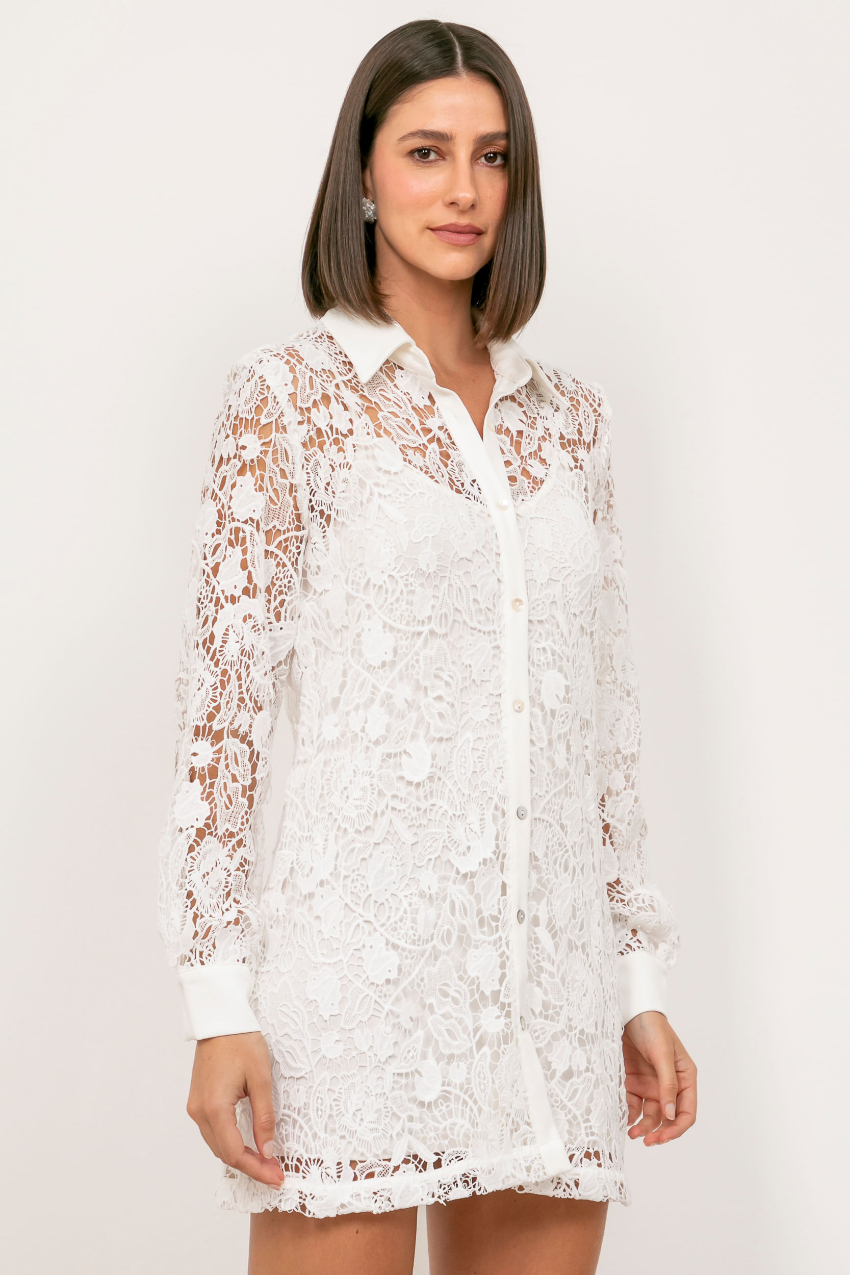 Chemise Guipure Com Forro  OFF-WHITE