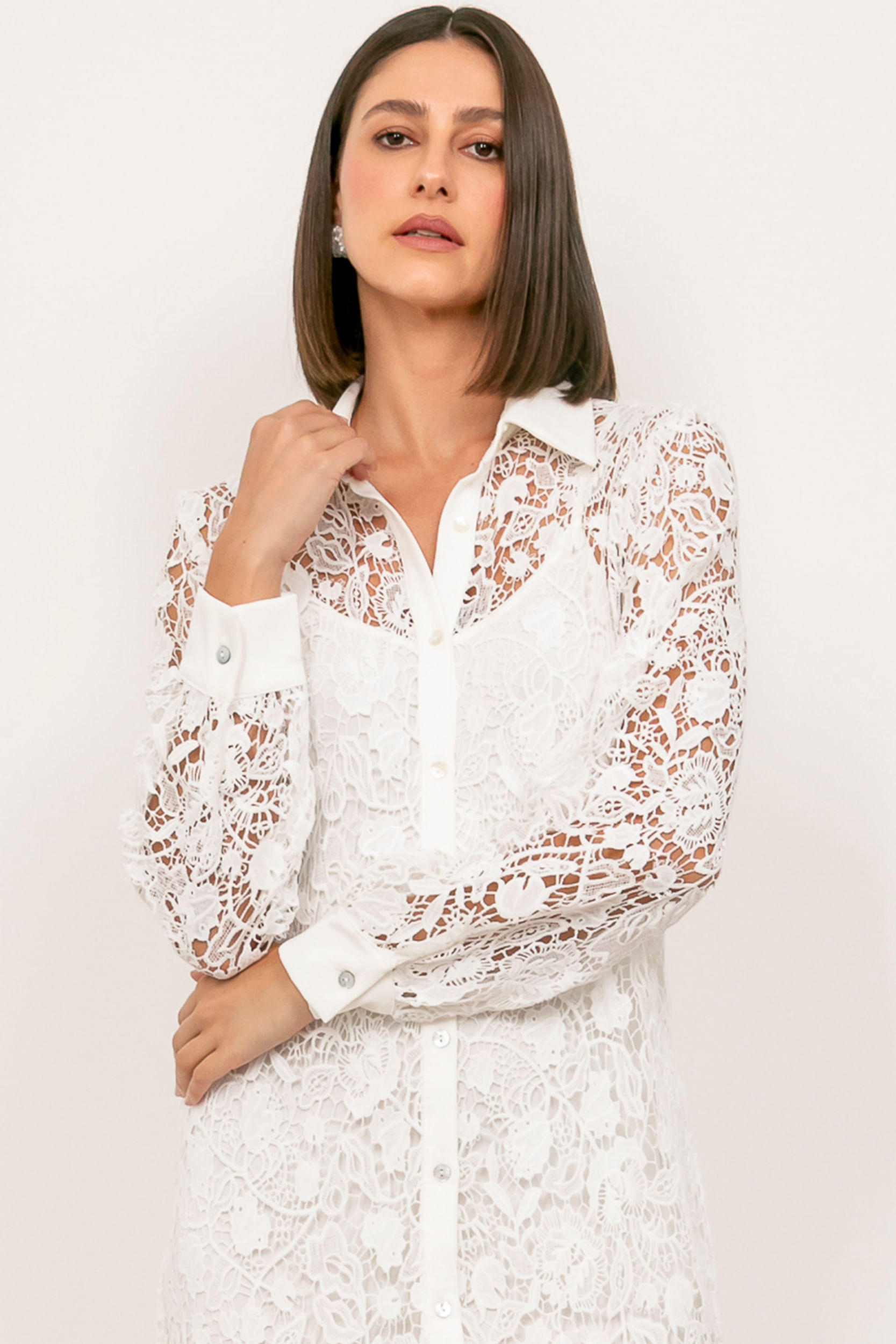 Chemise Guipure Com Forro  OFF-WHITE