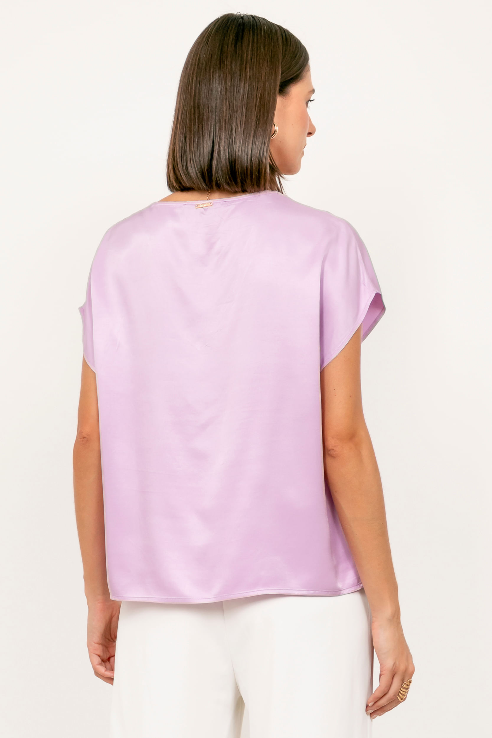 9034707 - Blusa Ampla Com Colar  ROSA BLUSH