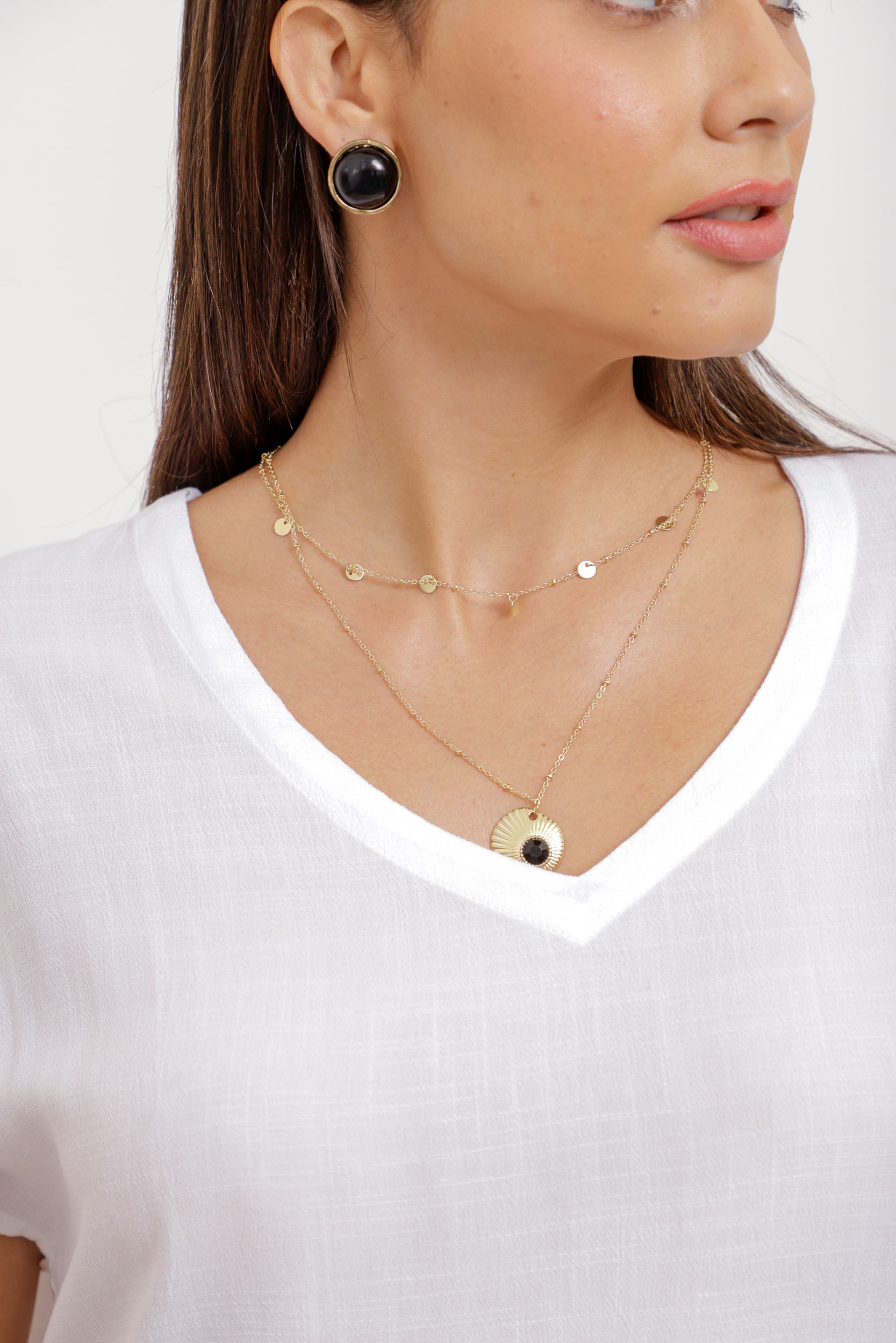 9034645 - Blusa Ampla Com Colar Caracol BRANCO 9034645 - Blusa Ampla Com Colar Caracol BRANCO