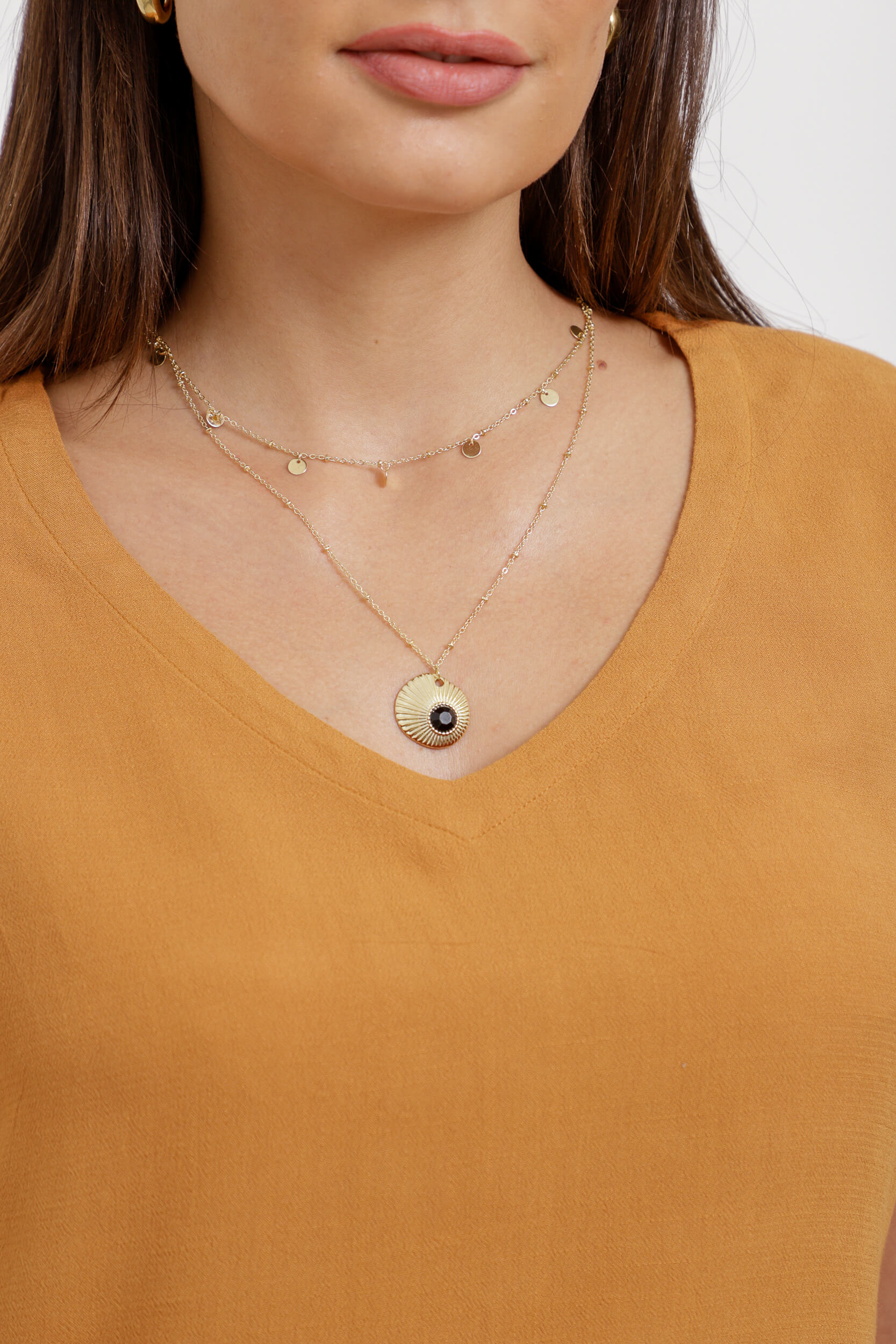 9034645 - Blusa Ampla Com Colar Caracol MOSTARDA 9034645 - Blusa Ampla Com Colar Caracol MOSTARDA