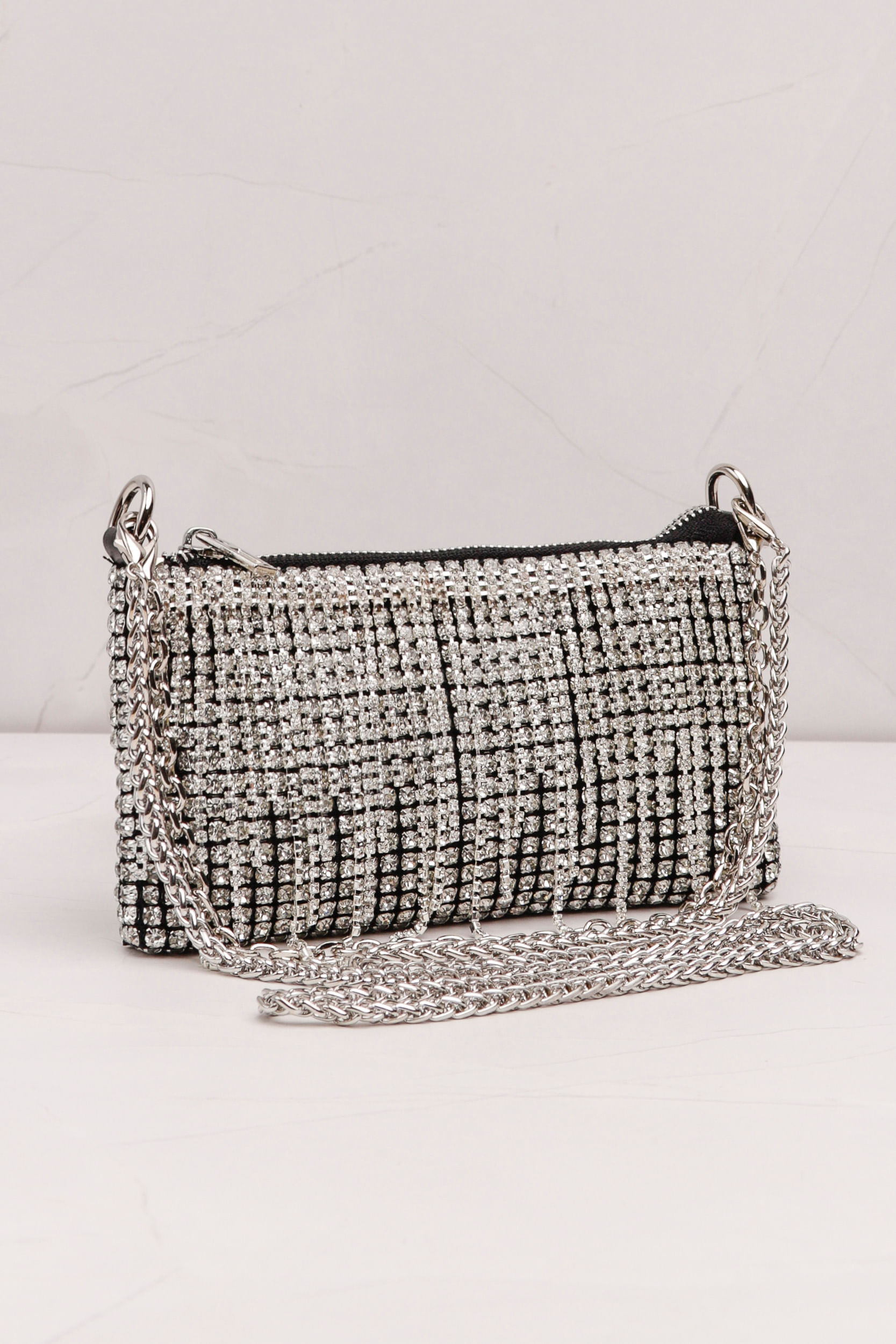 9034629 - Bolsa Franja Strass Alça Corrente PRATA 9034629 - Bolsa Franja Strass Alça Corrente PRATA