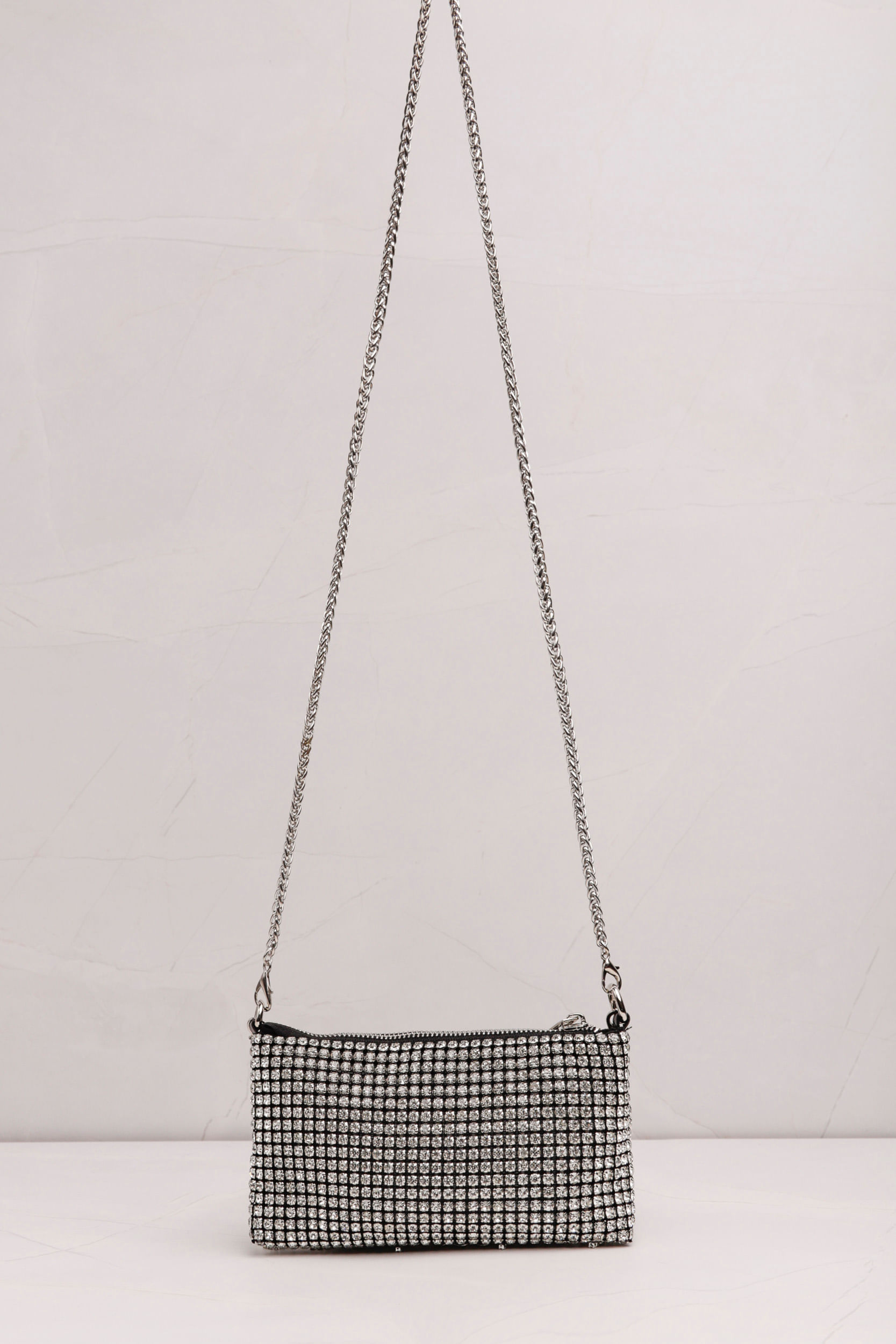 9034629 - Bolsa Franja Strass Alça Corrente PRATA 9034629 - Bolsa Franja Strass Alça Corrente PRATA