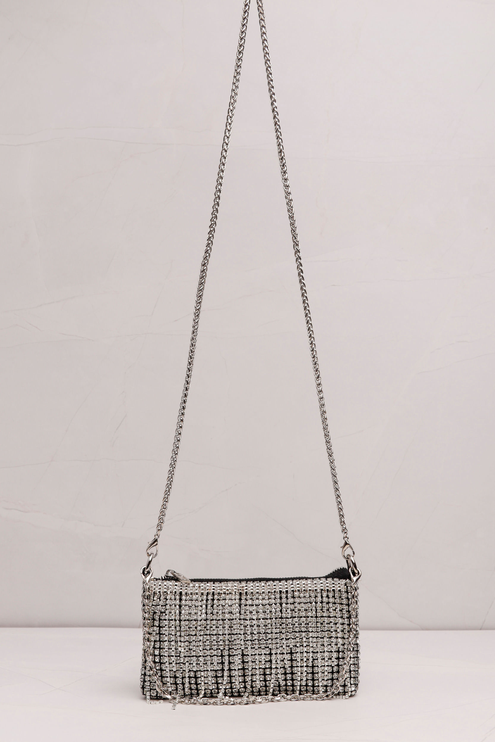 9034629 - Bolsa Franja Strass Alça Corrente PRATA 9034629 - Bolsa Franja Strass Alça Corrente PRATA