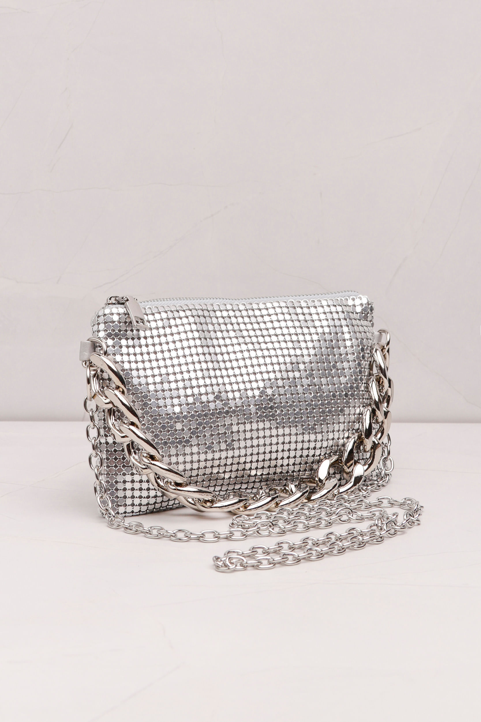 9034631 - Bolsa Crossbody Metalizada  PRATA