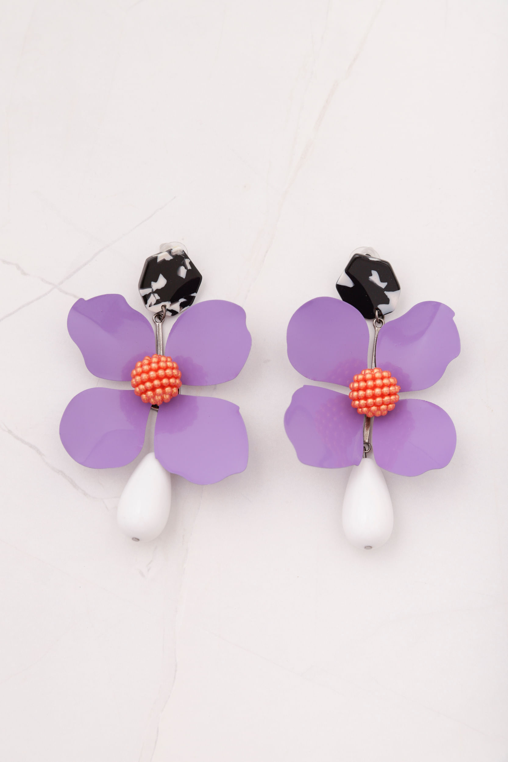 Brinco Médio Flor Color  LILAS
