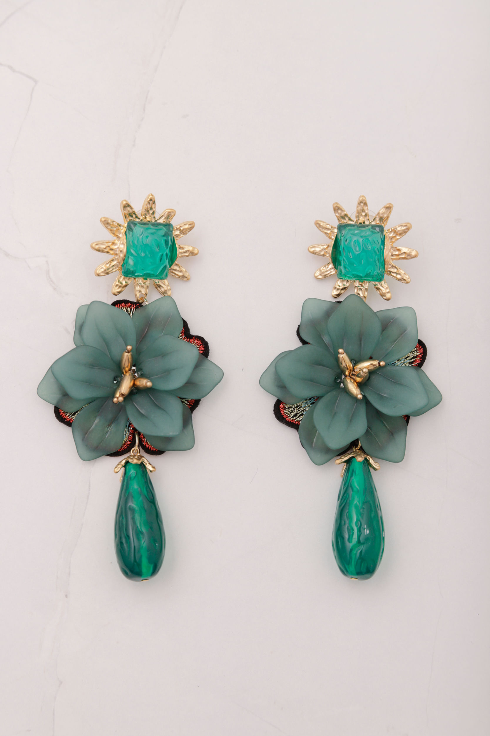 Brinco Flor Gota  VERDE 