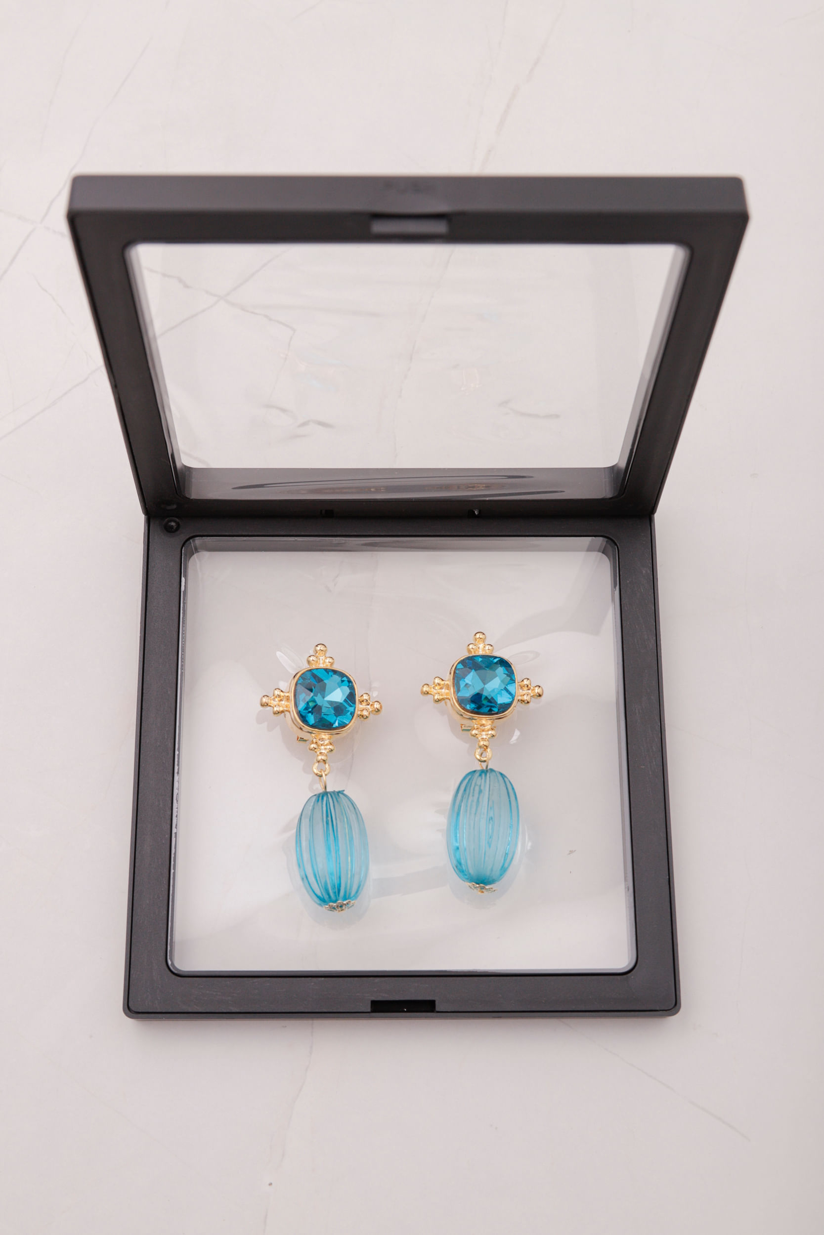 Brinco Pedra Gota Pendurada AZUL Brinco Pedra Gota Pendurada AZUL