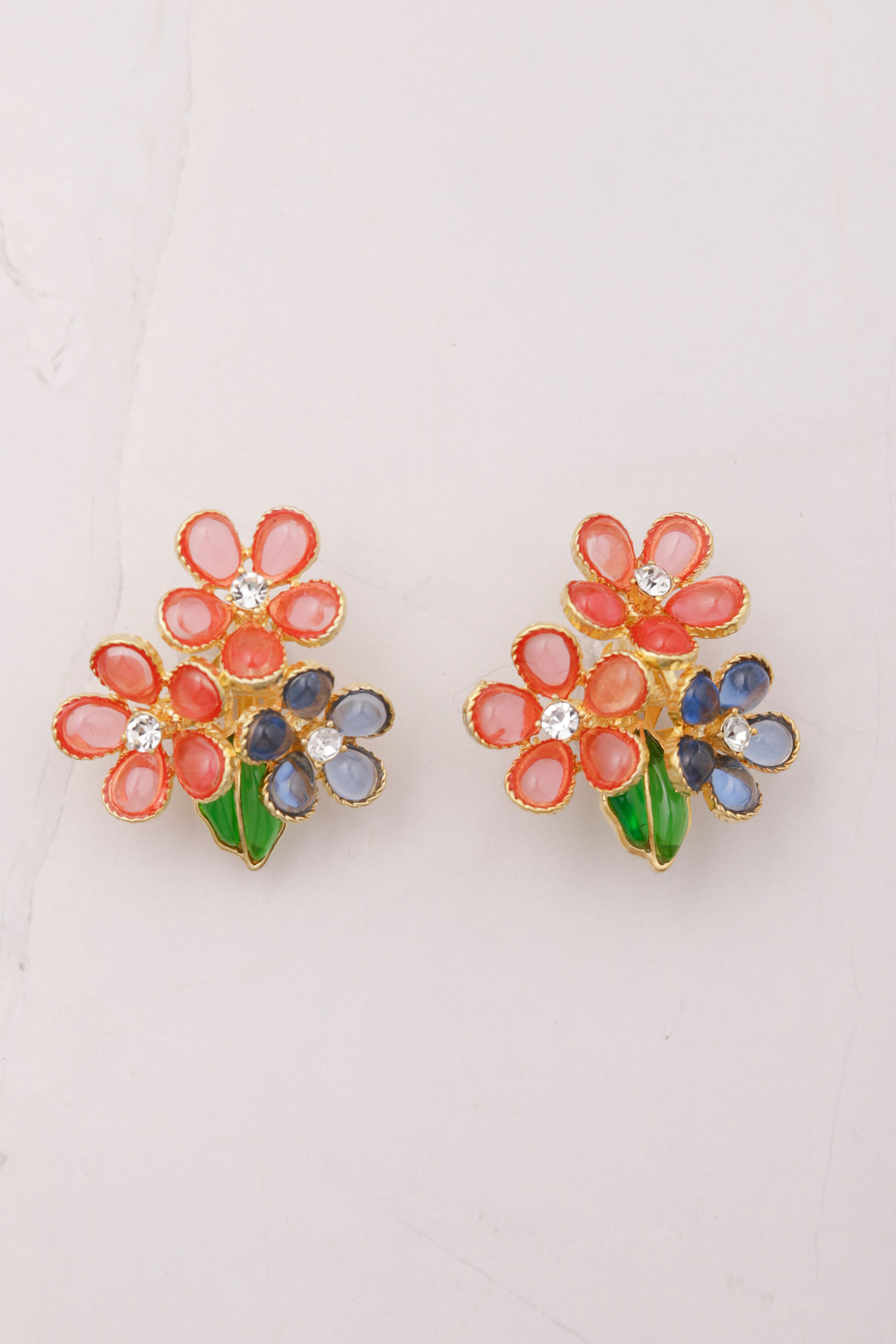 Brinco Flor Pedras Multi Cores  MULTICOLOR