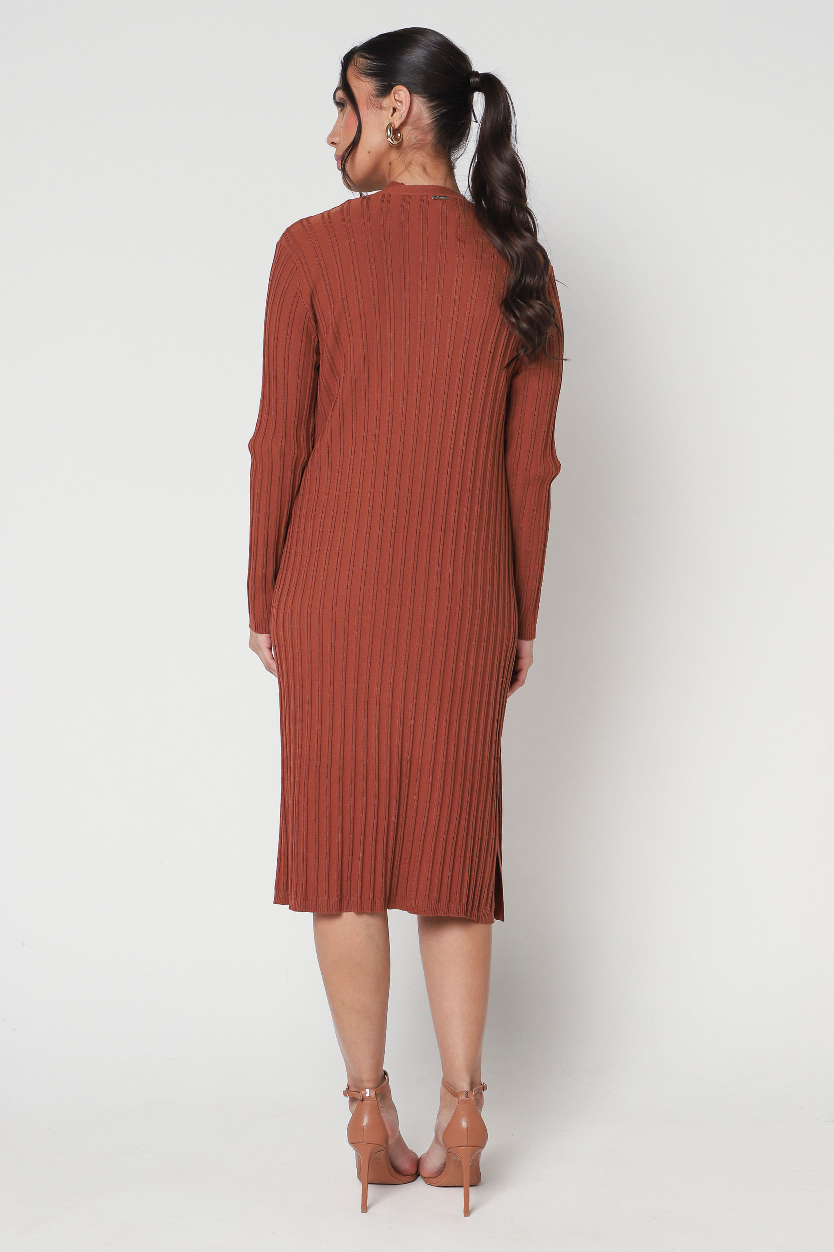9034889 - Cardigan Longo Tricot Modal MARROM 9034889 - Cardigan Longo Tricot Modal MARROM