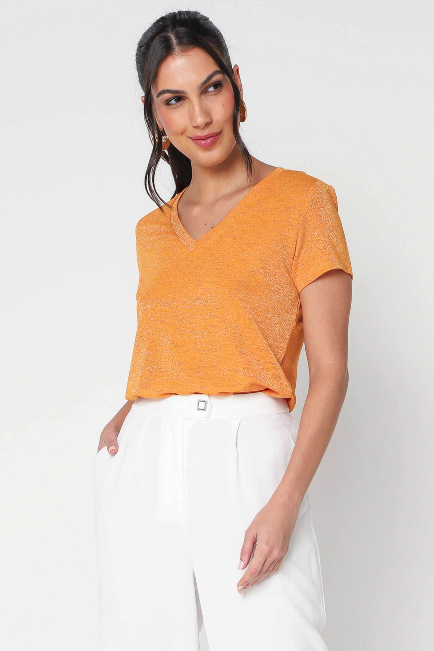 9031830 - Blusa Lurex Basic  LARANJA