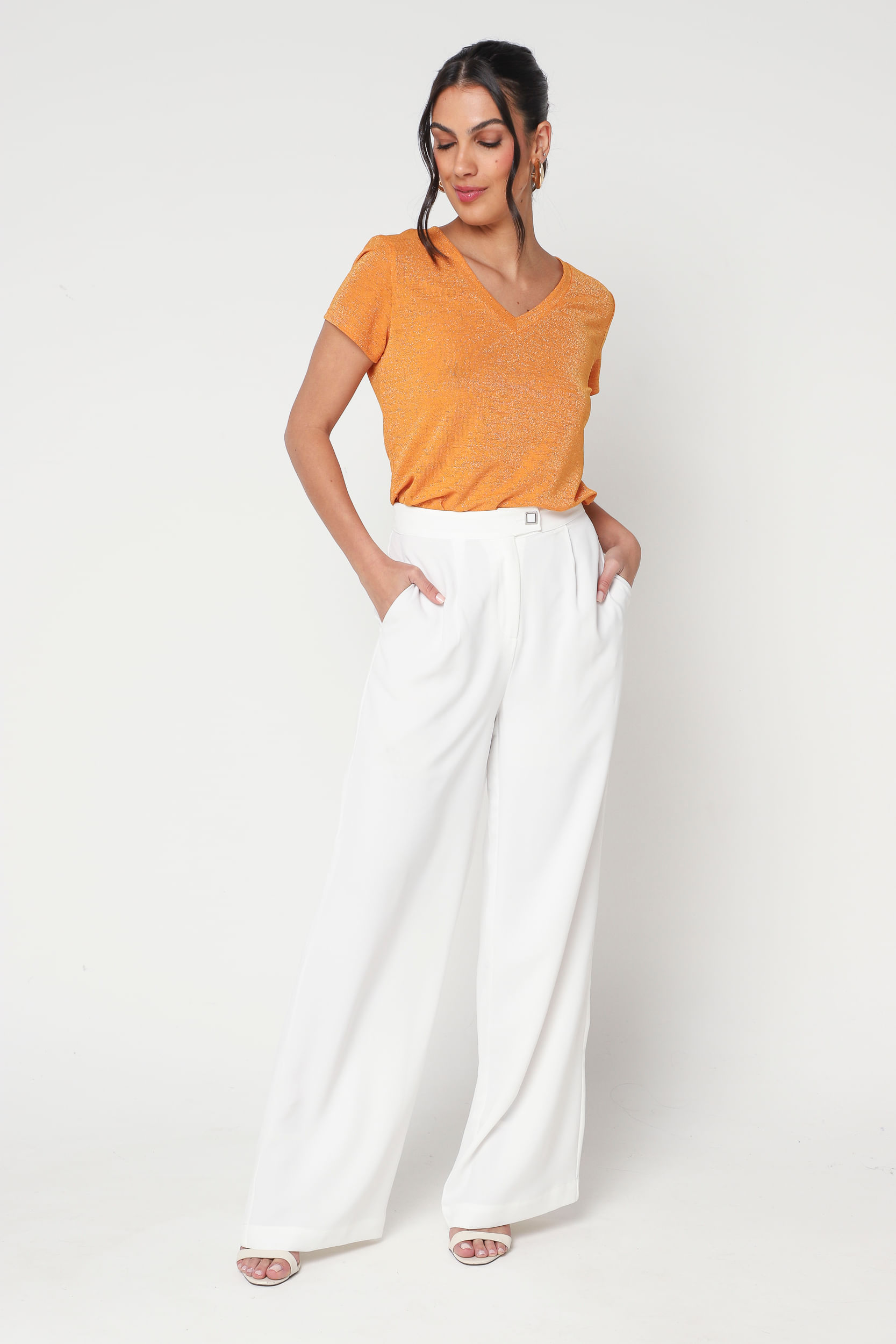 9031830 - Blusa Lurex Basic LARANJA 9031830 - Blusa Lurex Basic LARANJA