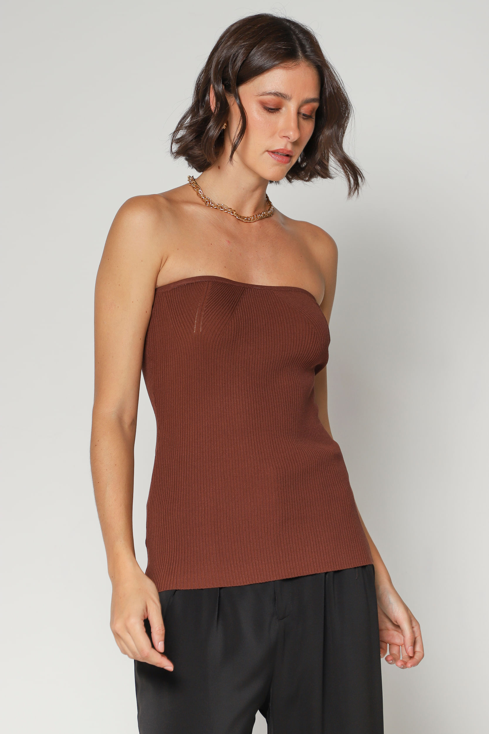 9035220 - Tricot Tomara Que Caia MARROM 9035220 - Tricot Tomara Que Caia MARROM