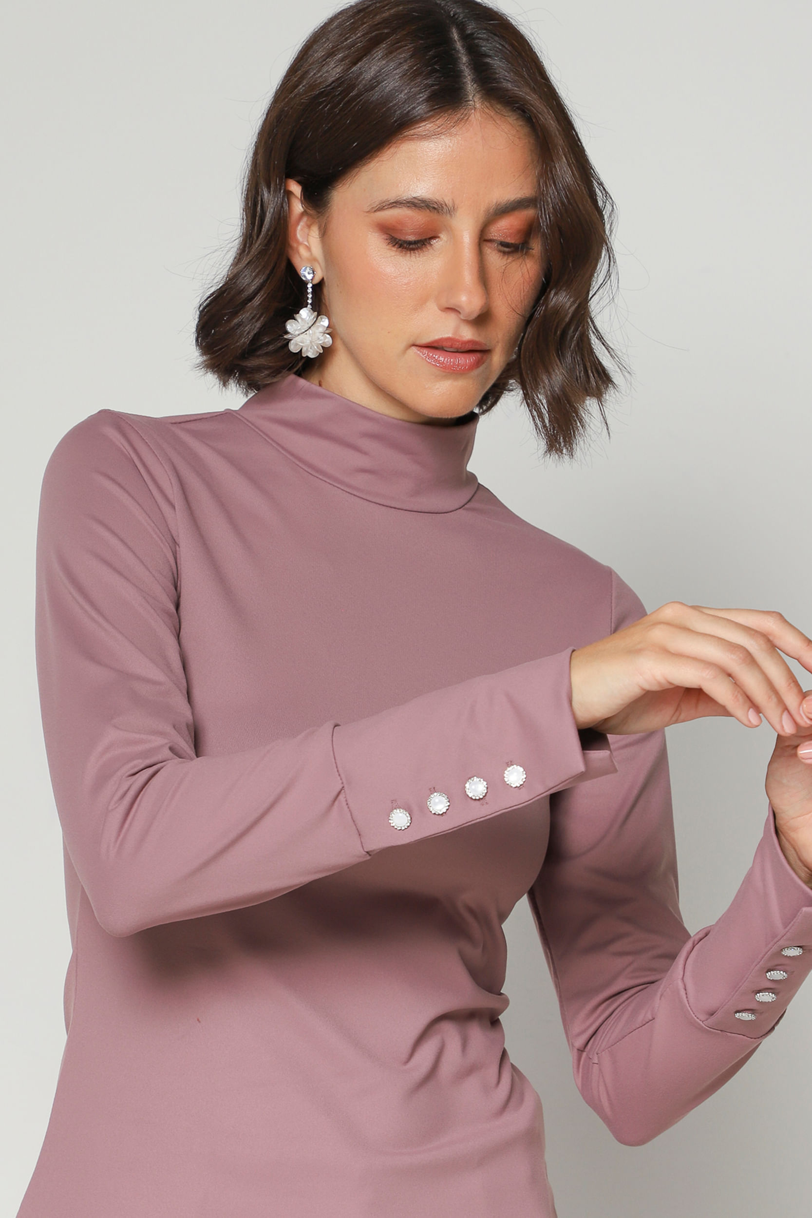 9034958 - Blusa Gola Alta Botões Punho LILAS 9034958 - Blusa Gola Alta Botões Punho LILAS