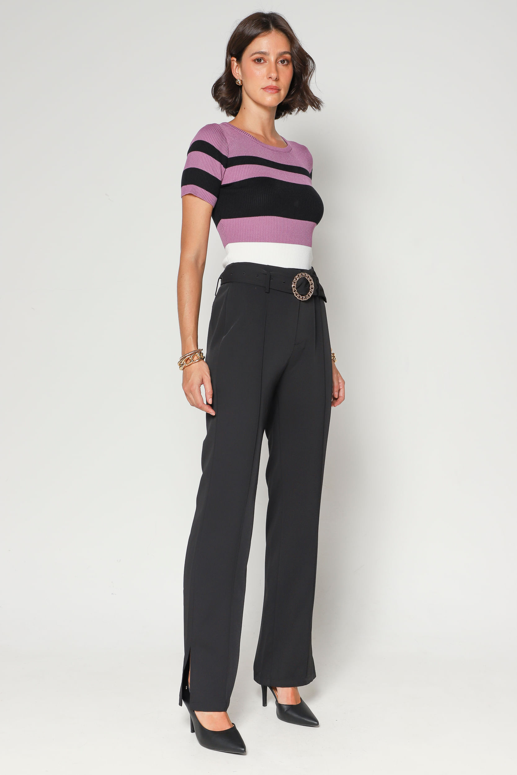 9034988 - Blusa Tricot Com Listras LILAS 9034988 - Blusa Tricot Com Listras LILAS