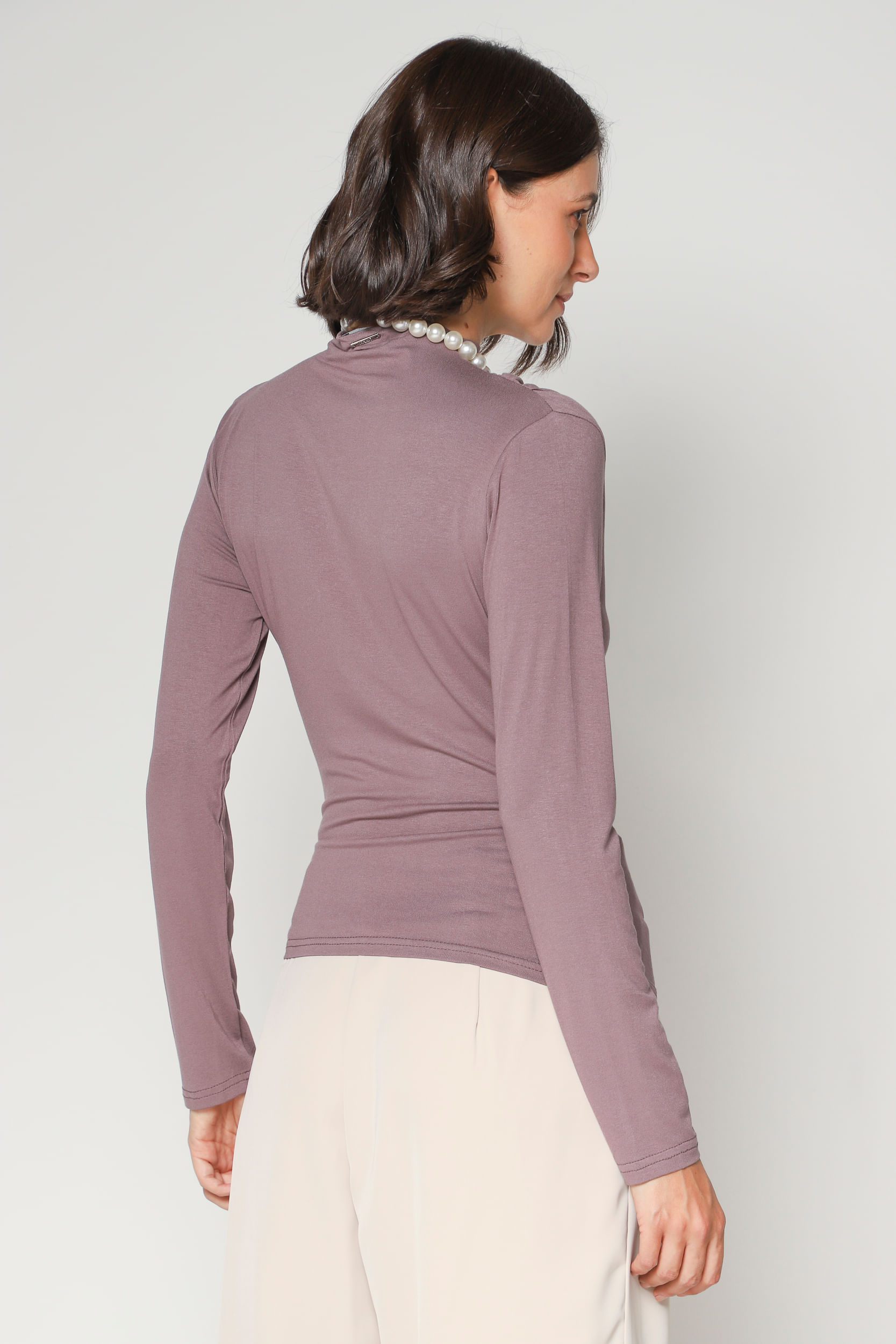 9035062 - Blusa Manga Longa Malha Franzida CINZA 9035062 - Blusa Manga Longa Malha Franzida CINZA