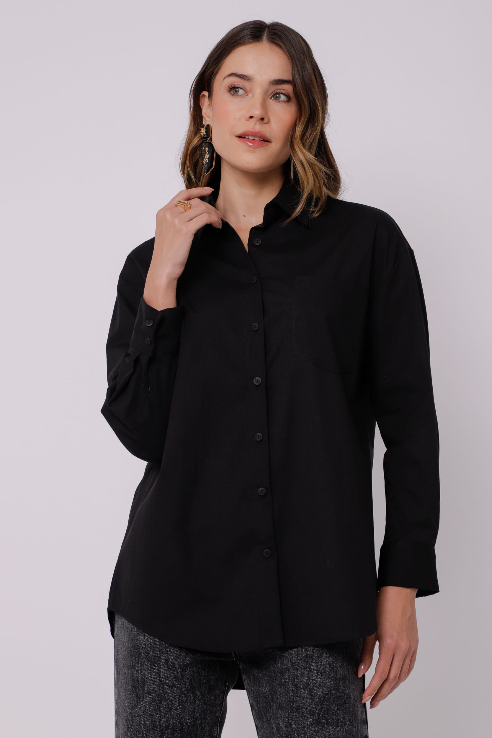 9035075 - Camisa Social Oversized PRETO 9035075 - Camisa Social Oversized PRETO