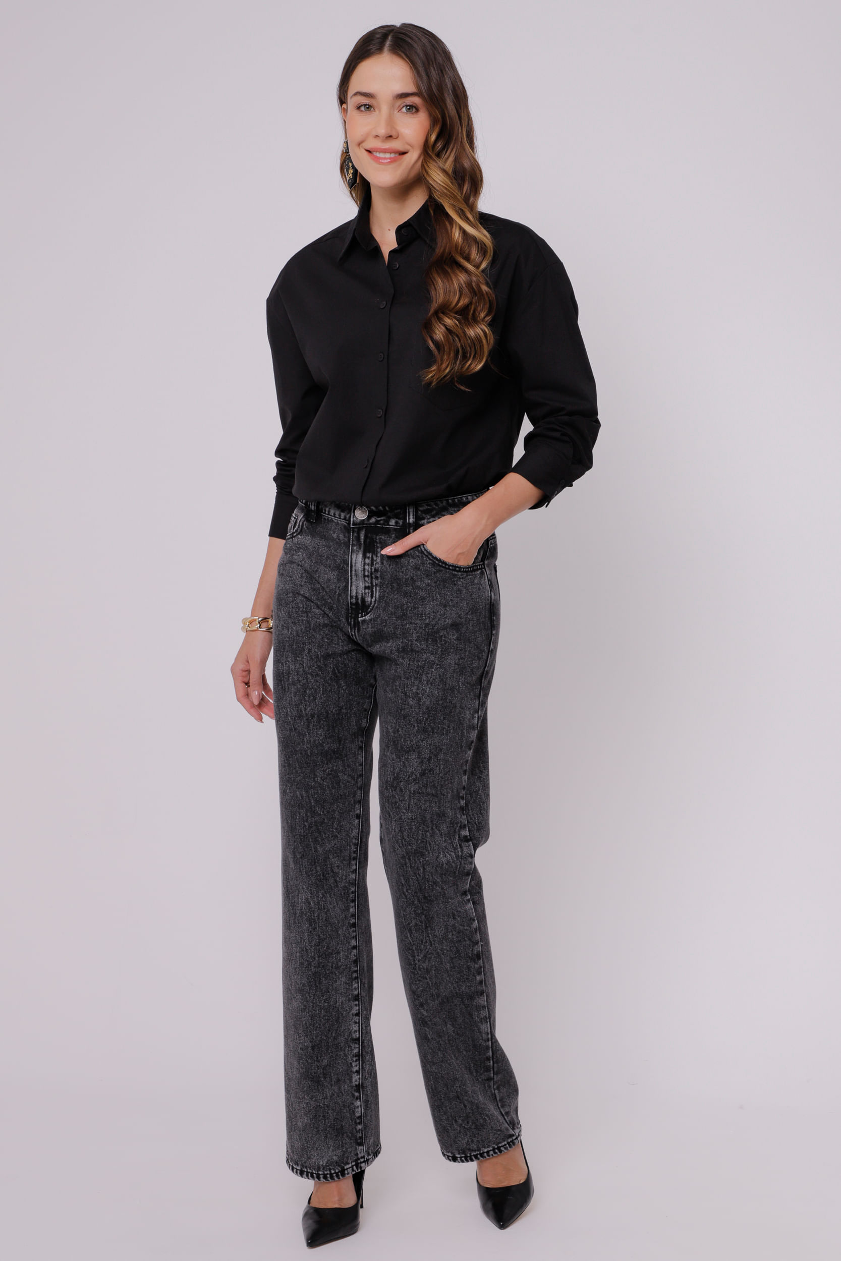 9035075 - Camisa Social Oversized PRETO 9035075 - Camisa Social Oversized PRETO