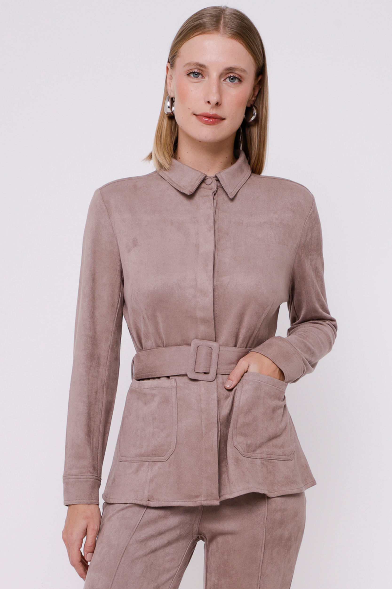 9035076 - Camisa Suede Cinto CINZA 9035076 - Camisa Suede Cinto CINZA