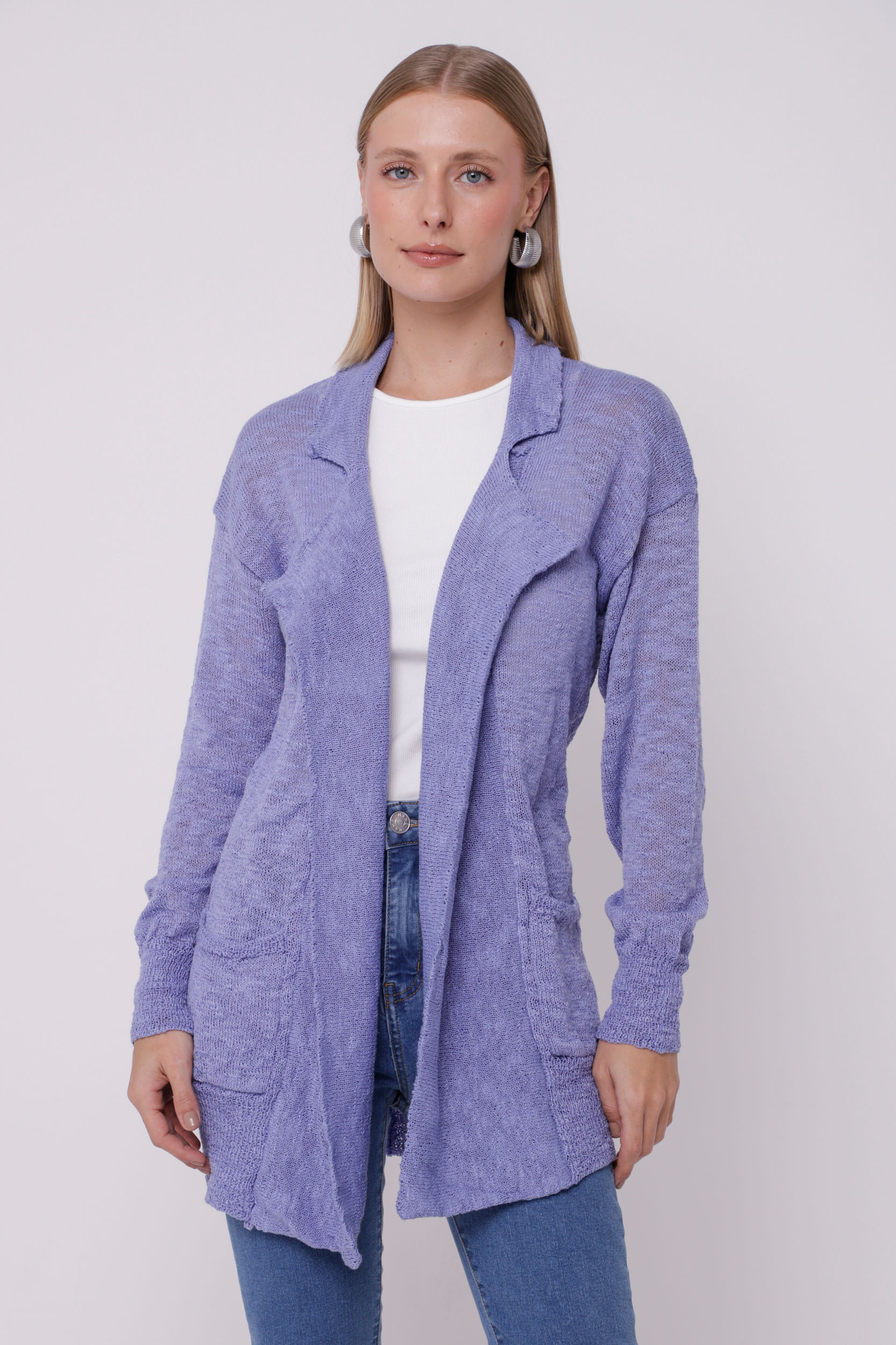 Casaco Alongado Tricot Flamê LILAS