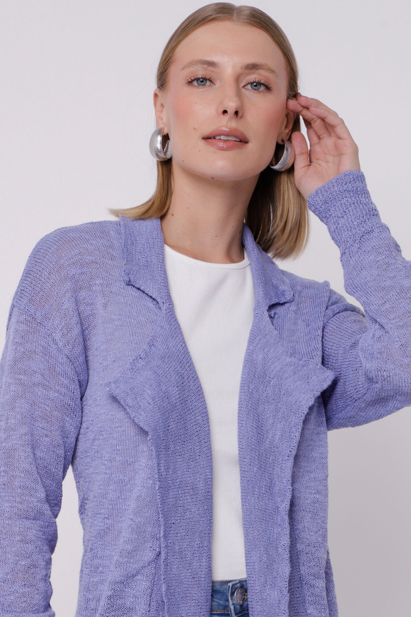 Casaco Alongado Tricot Flamê LILAS