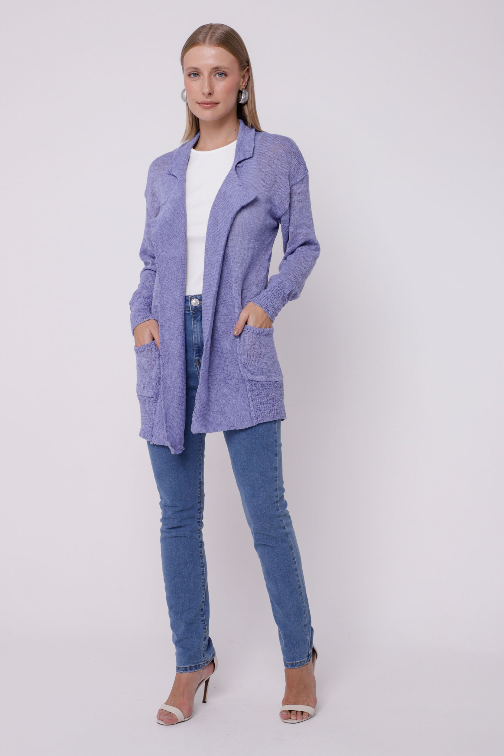 Casaco Alongado Tricot Flamê LILAS