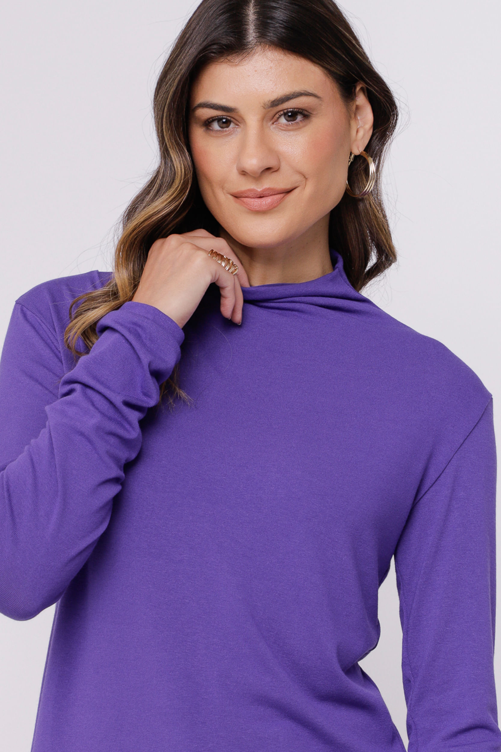 9034002 - Blusa Gola Alta Franzida ROXO 9034002 - Blusa Gola Alta Franzida ROXO