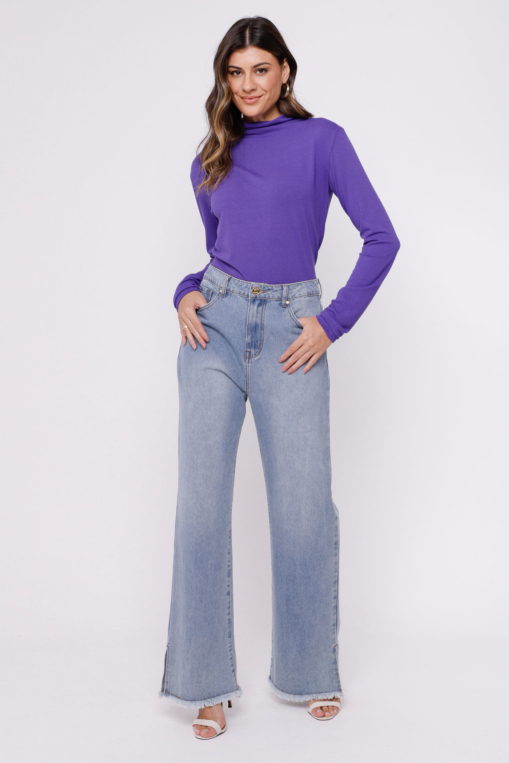 9034002 - Blusa Gola Alta Franzida ROXO 9034002 - Blusa Gola Alta Franzida ROXO