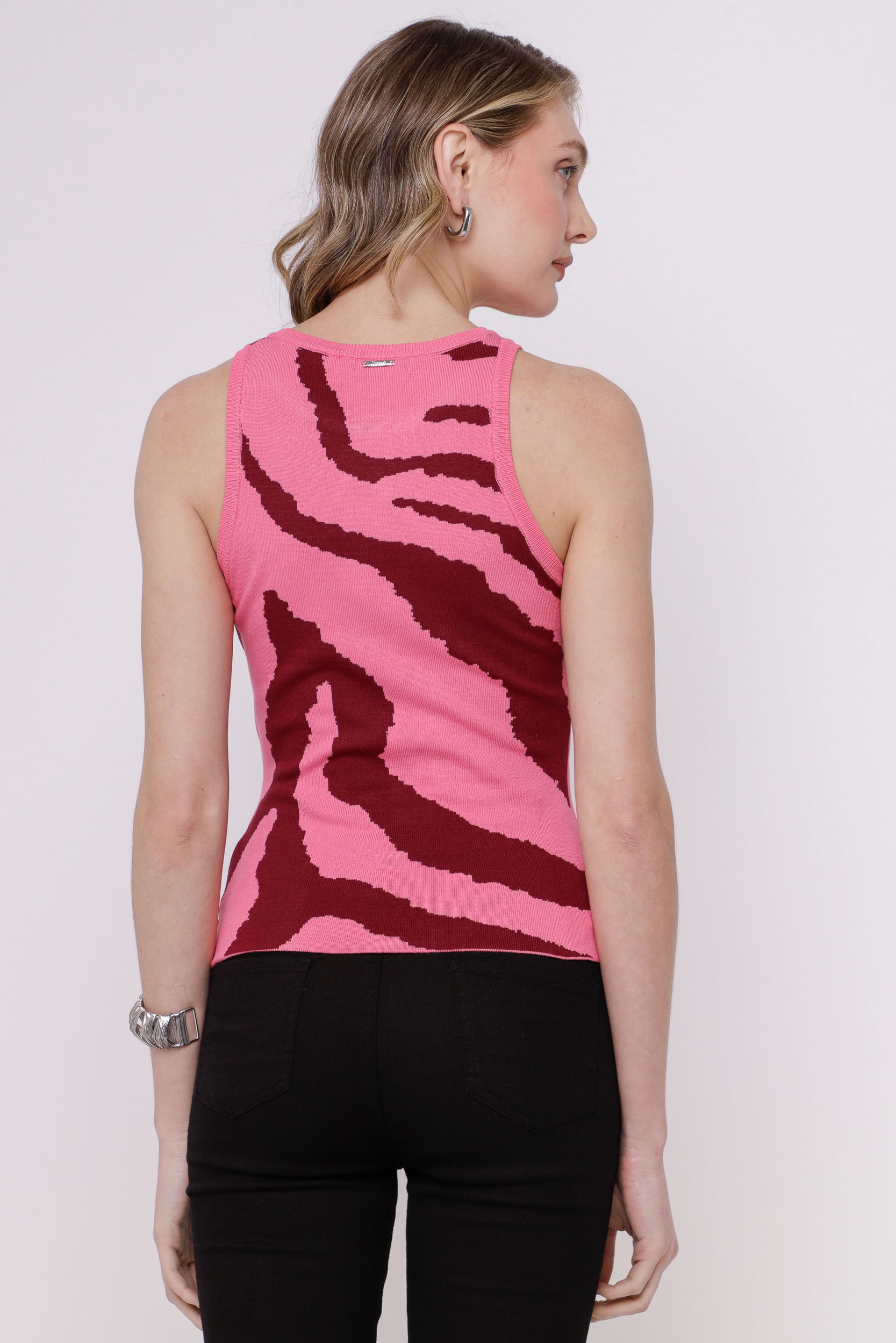 Regata Tricot Zebrado ROSA Regata Tricot Zebrado ROSA