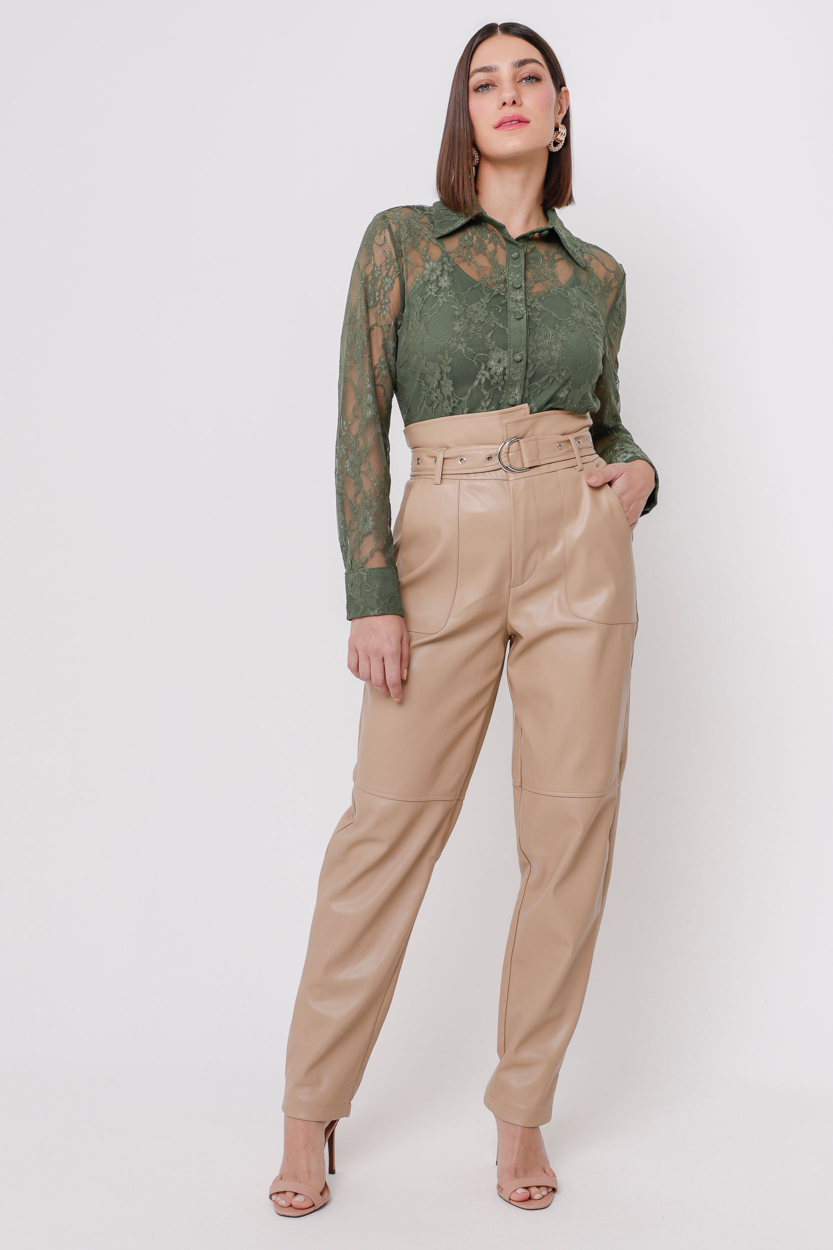 9035138 - Camisa Renda com Botões      VERDE 